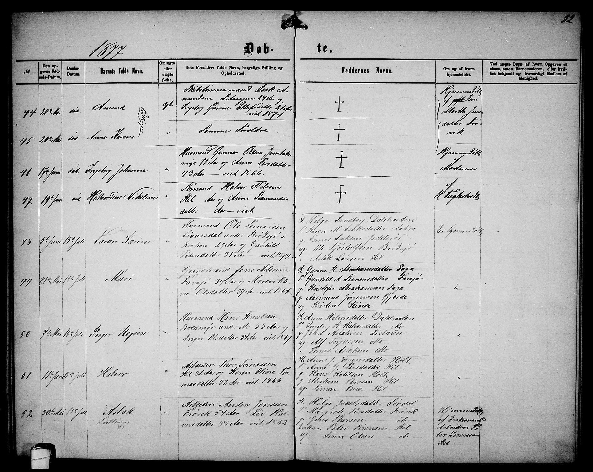 Sannidal kirkebøker, AV/SAKO-A-296/G/Ga/L0002: Parish register (copy) no. 2, 1875-1886, p. 32