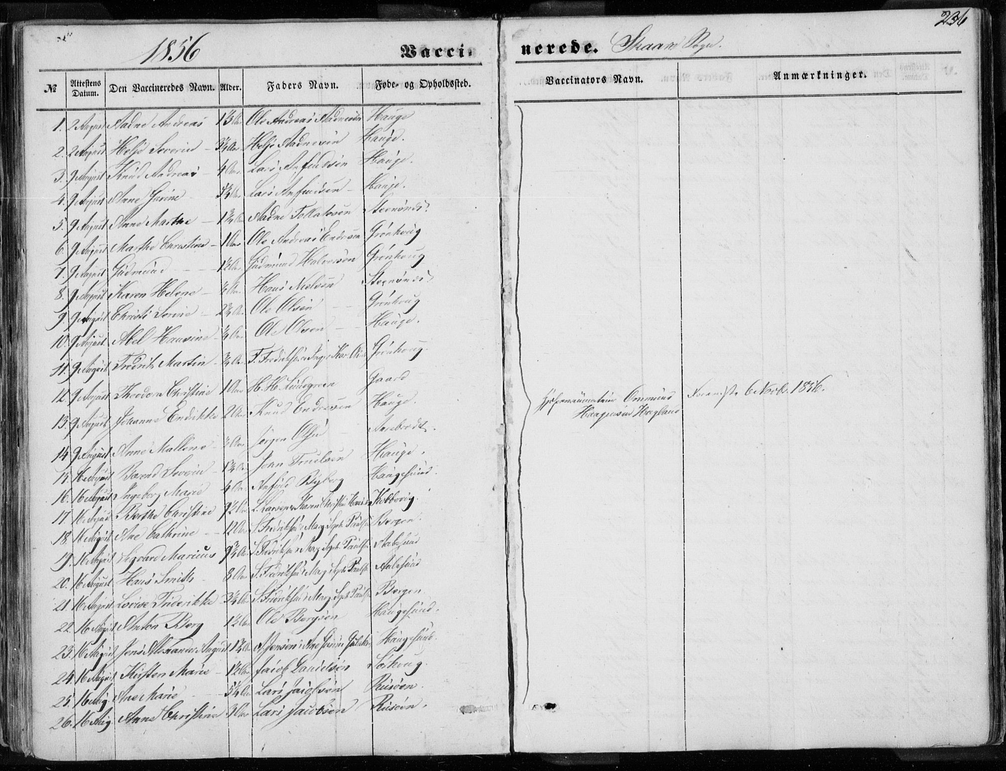 Torvastad sokneprestkontor, SAST/A -101857/H/Ha/Haa/L0009: Parish register (official) no. A 9, 1847-1856, p. 236