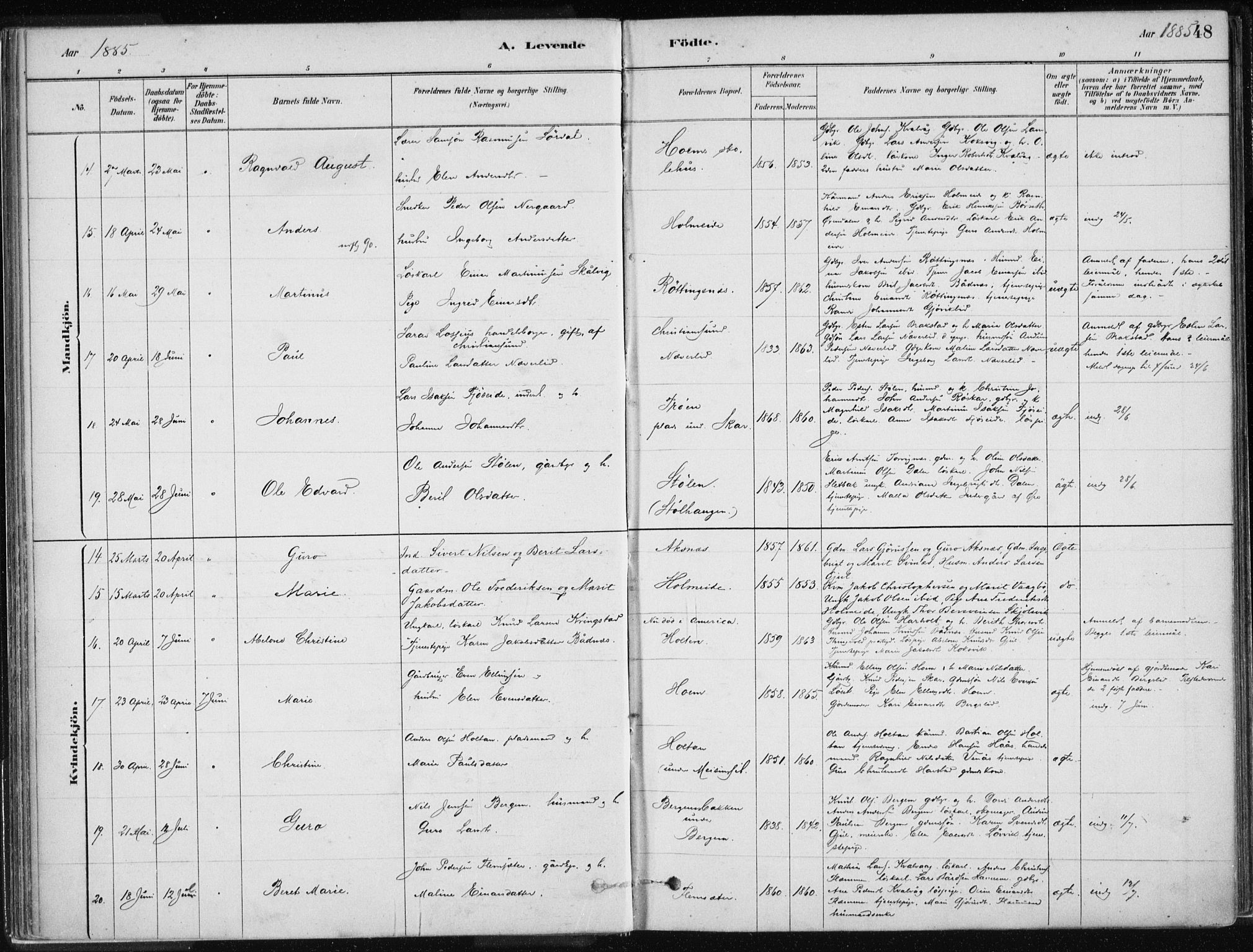 Ministerialprotokoller, klokkerbøker og fødselsregistre - Møre og Romsdal, AV/SAT-A-1454/586/L0987: Parish register (official) no. 586A13, 1879-1892, p. 48