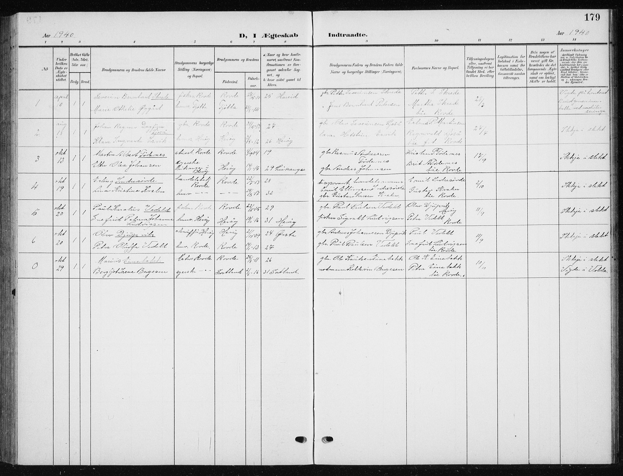 Ministerialprotokoller, klokkerbøker og fødselsregistre - Møre og Romsdal, AV/SAT-A-1454/504/L0061: Parish register (copy) no. 504C03, 1902-1940, p. 179