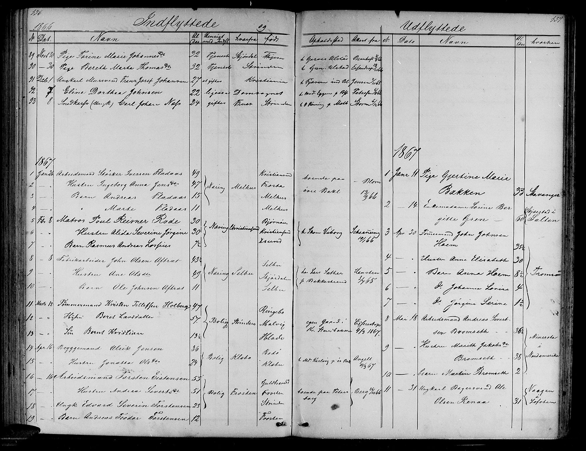 Ministerialprotokoller, klokkerbøker og fødselsregistre - Sør-Trøndelag, SAT/A-1456/604/L0219: Parish register (copy) no. 604C02, 1851-1869, p. 456-457