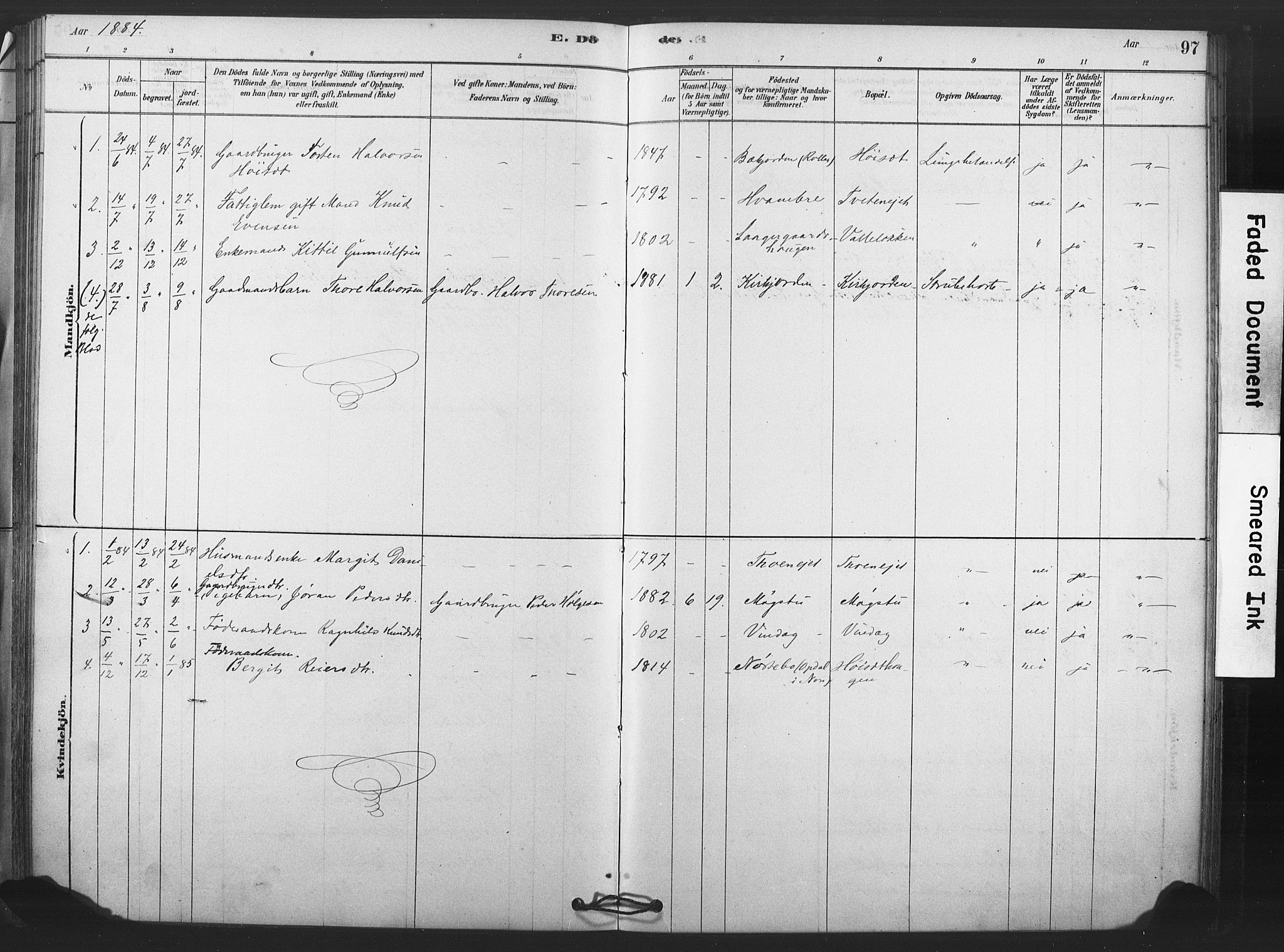 Rollag kirkebøker, AV/SAKO-A-240/F/Fb/L0001: Parish register (official) no. II 1, 1878-1899, p. 97