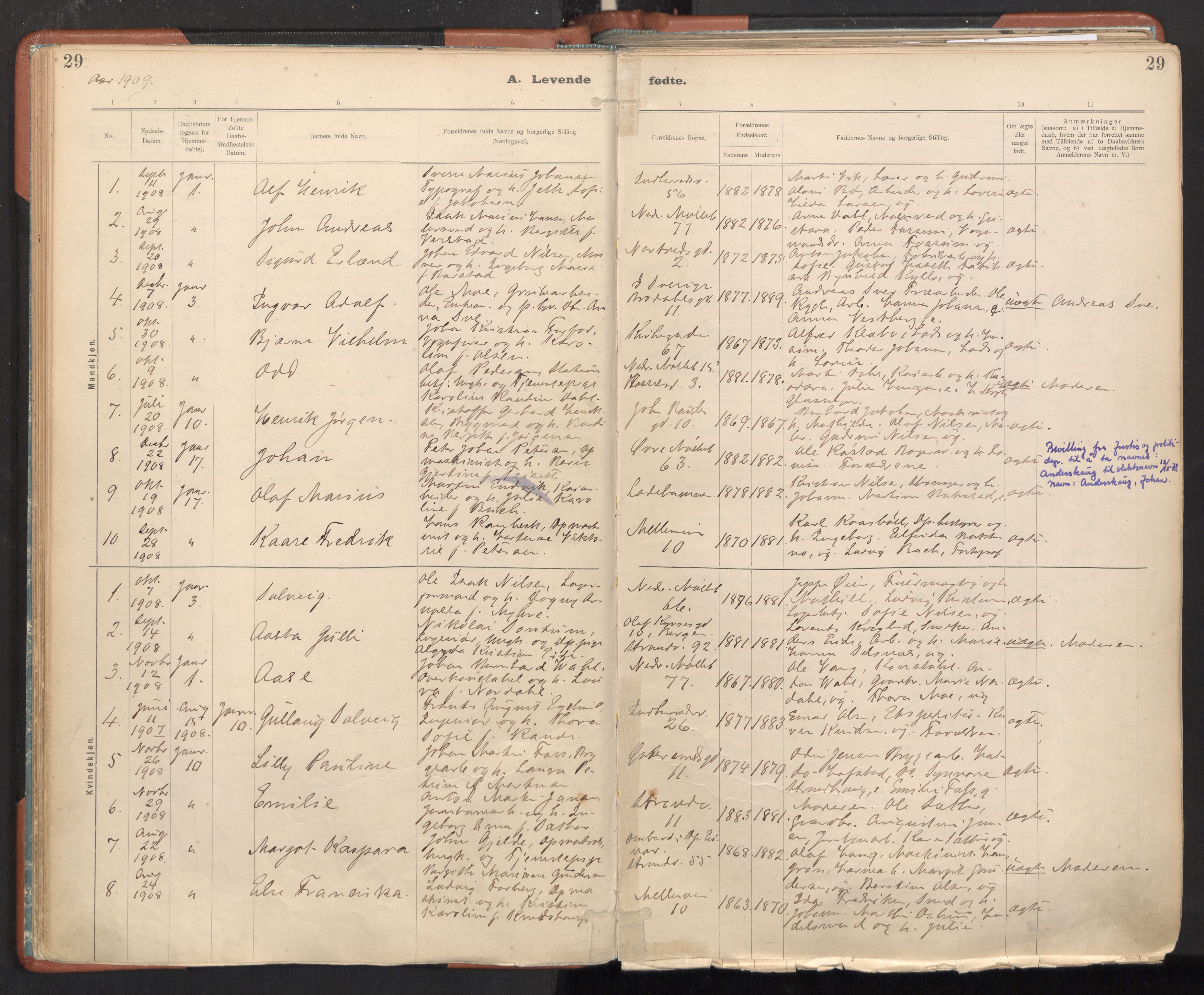 Ministerialprotokoller, klokkerbøker og fødselsregistre - Sør-Trøndelag, AV/SAT-A-1456/605/L0243: Parish register (official) no. 605A05, 1908-1923, p. 29