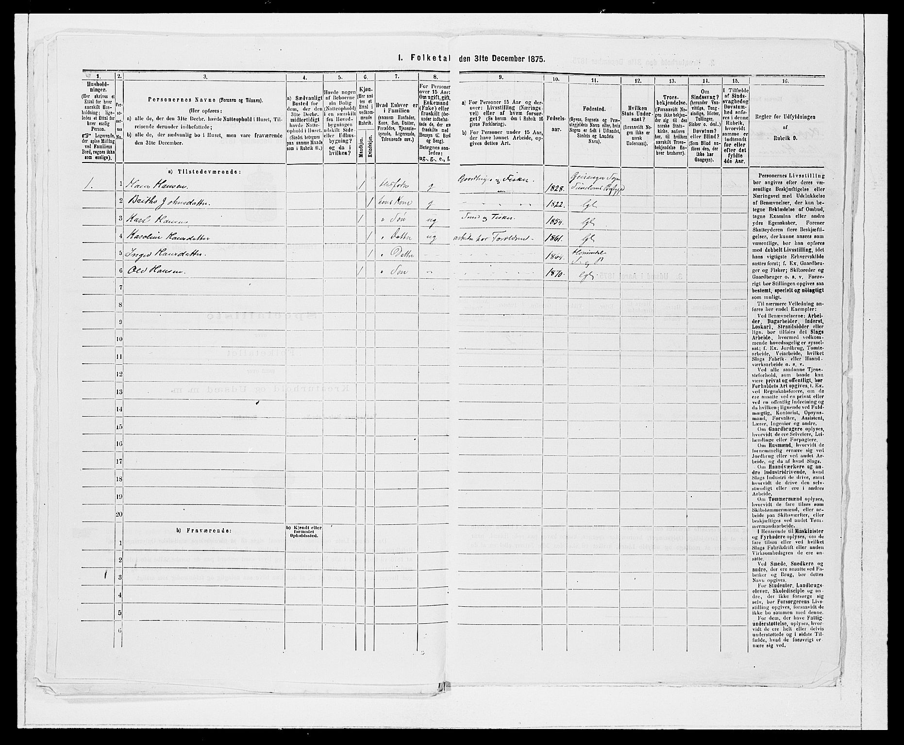 SAB, 1875 Census for 1444P Hornindal, 1875, p. 270