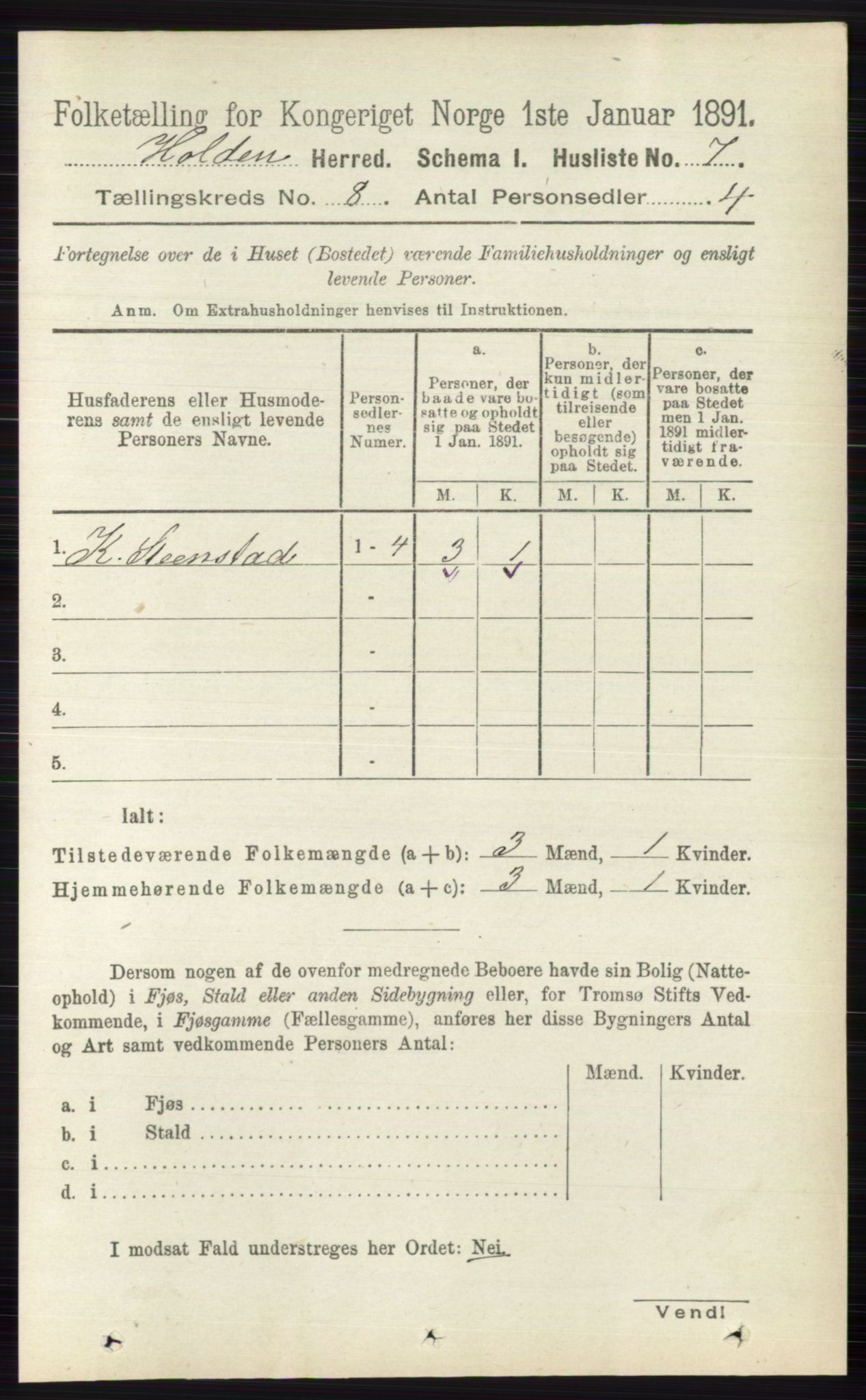 RA, 1891 census for 0819 Holla, 1891, p. 3615