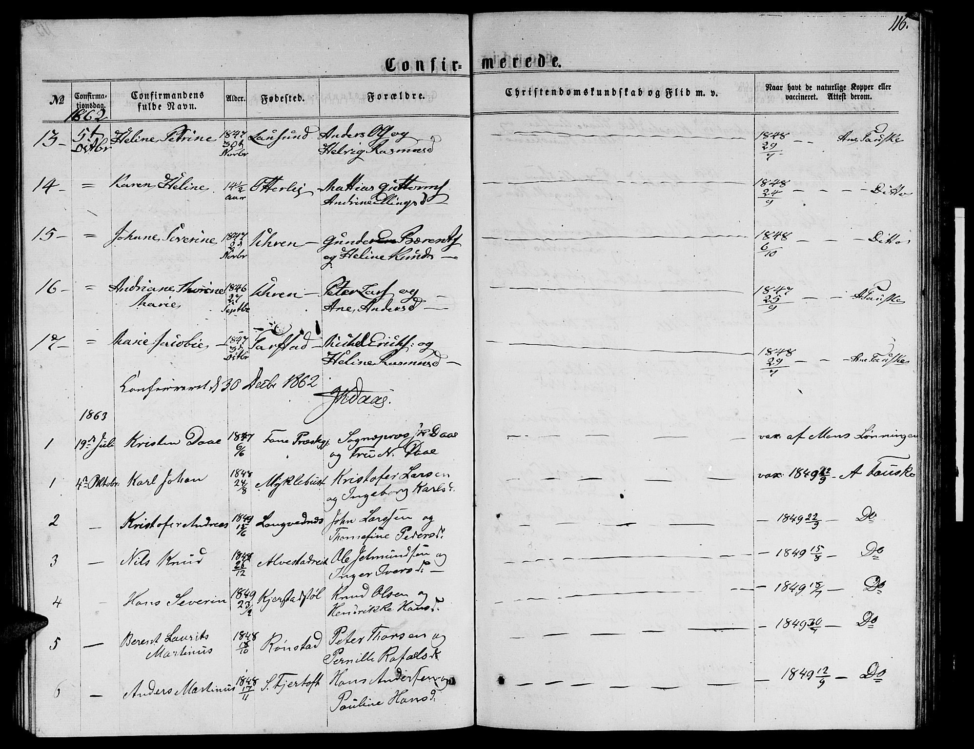 Ministerialprotokoller, klokkerbøker og fødselsregistre - Møre og Romsdal, SAT/A-1454/536/L0508: Parish register (copy) no. 536C03, 1860-1870, p. 116