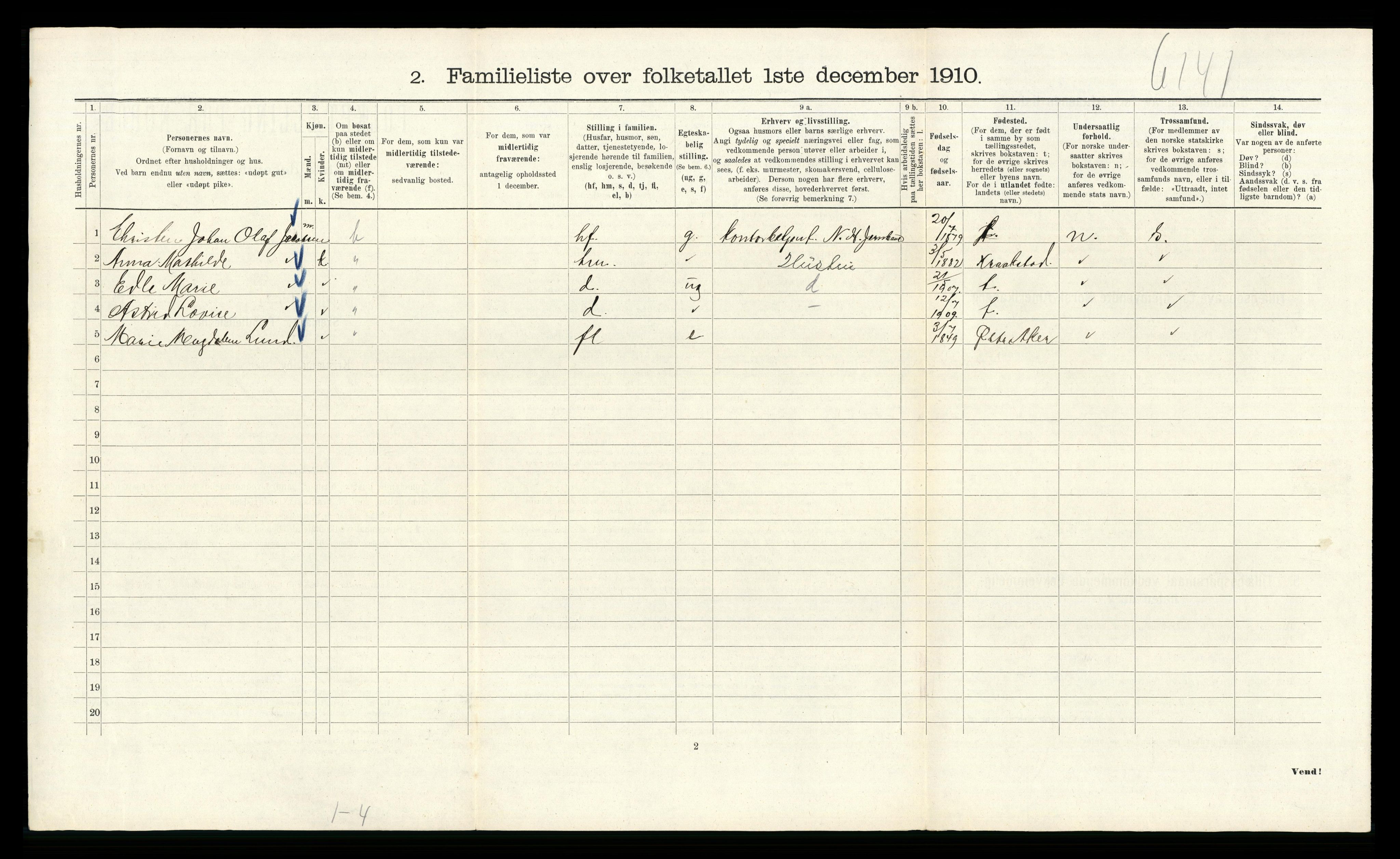 RA, 1910 census for Kristiania, 1910, p. 2290