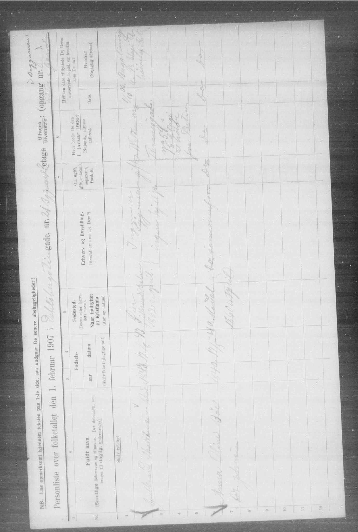 OBA, Municipal Census 1907 for Kristiania, 1907, p. 7308