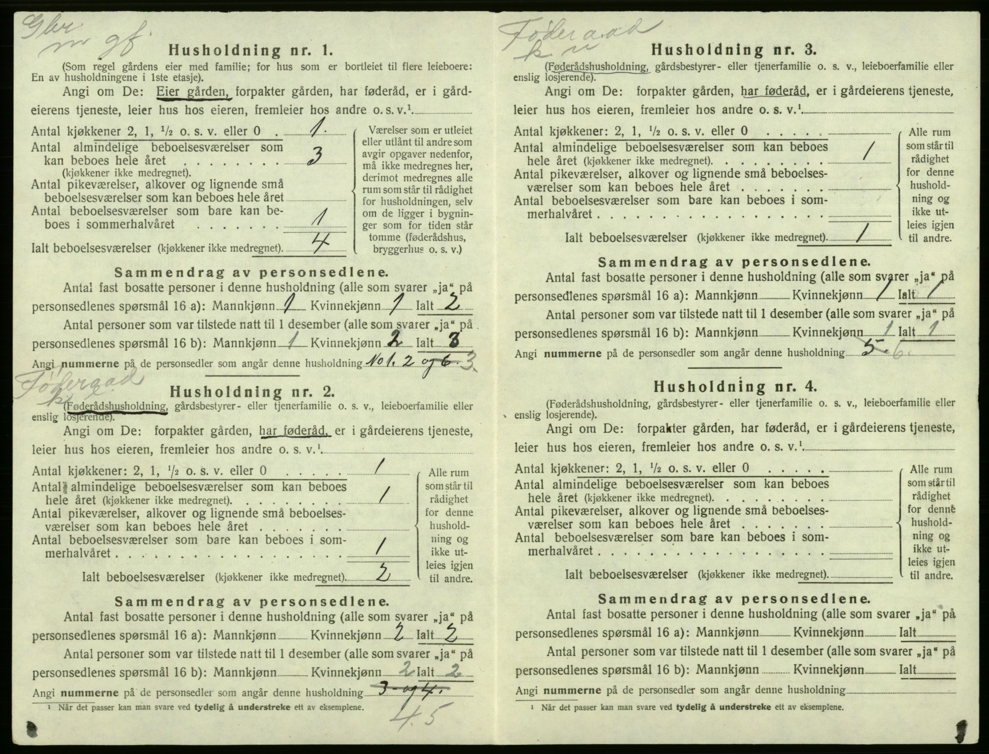 SAB, 1920 census for Kvam, 1920, p. 1249