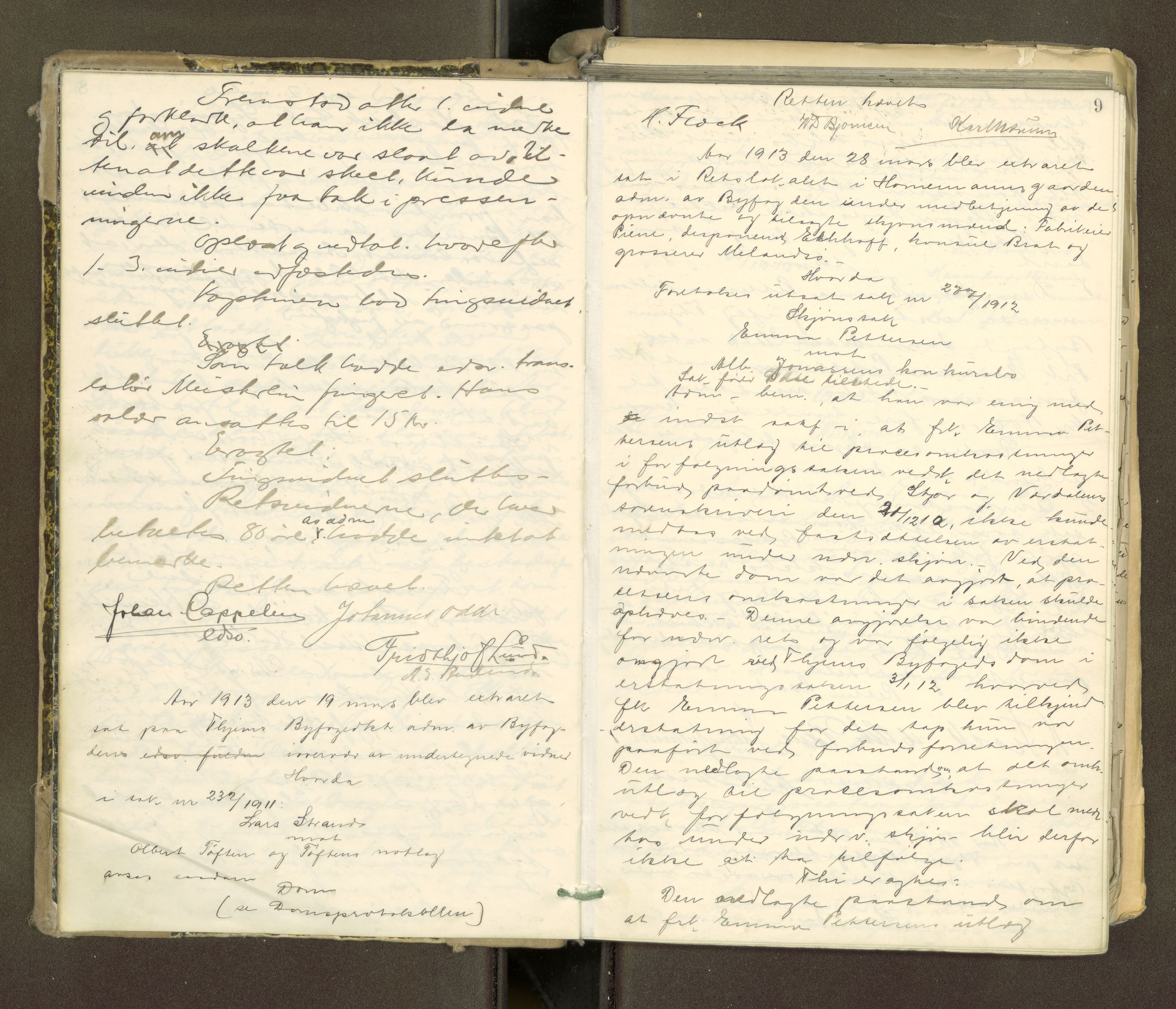 Trondheim byfogd, AV/SAT-A-0003/1/1/1B/L0029: Ekstrarettsprotokoll - 7/2-7/3., 1913-1916, p. 8b-9a