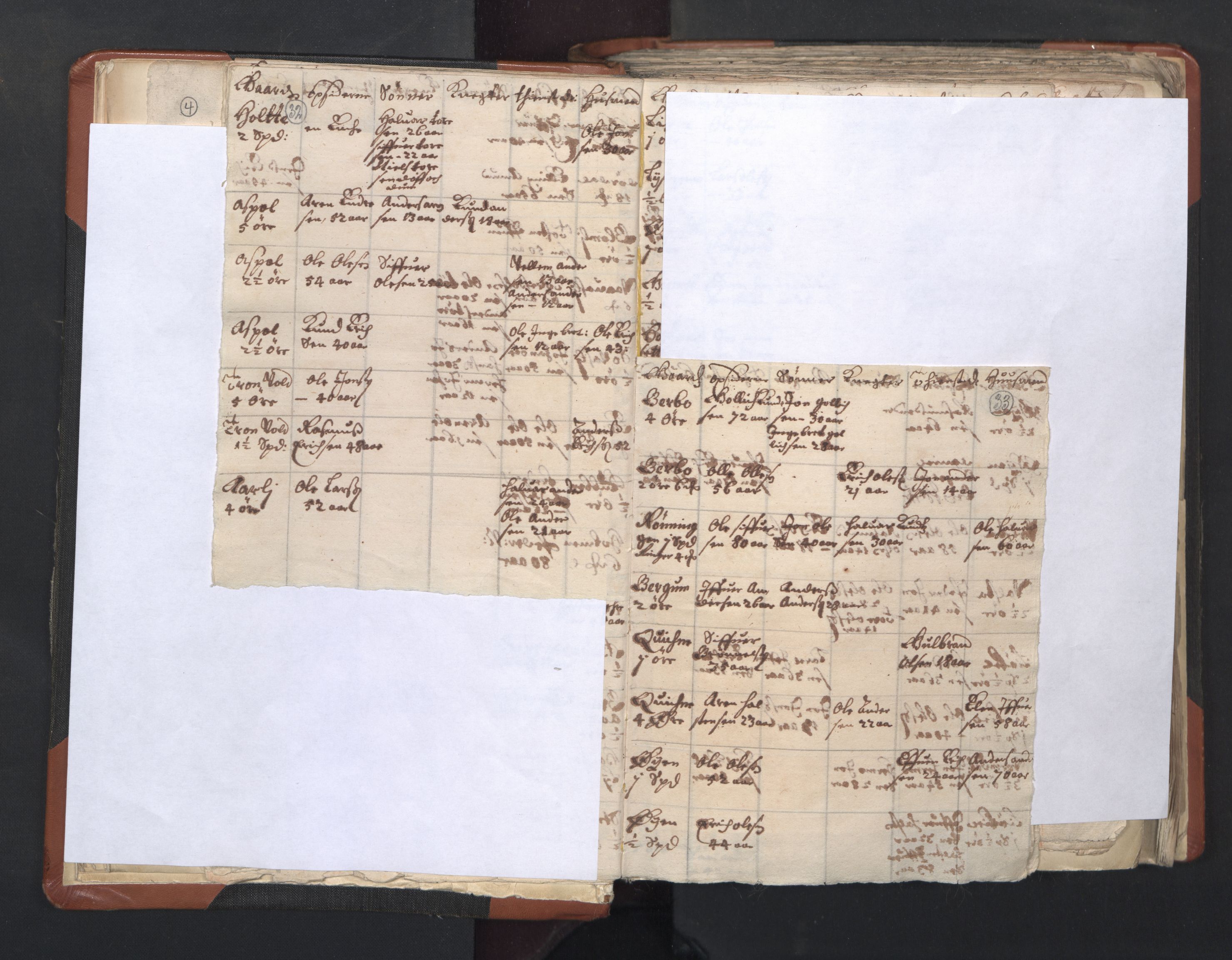 RA, Vicar's Census 1664-1666, no. 31: Dalane deanery, 1664-1666, p. 32-33