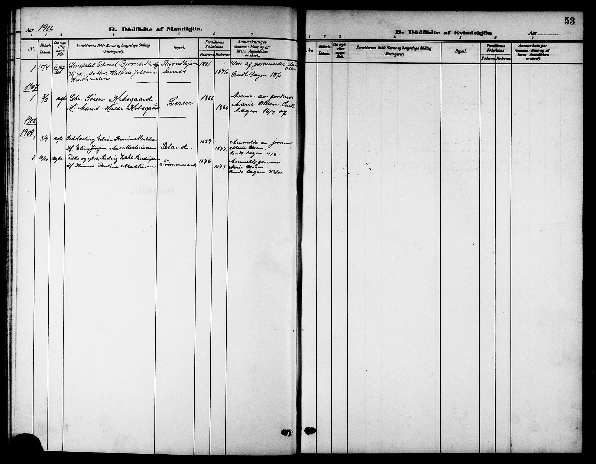 Ministerialprotokoller, klokkerbøker og fødselsregistre - Nordland, SAT/A-1459/832/L0494: Parish register (copy) no. 832C01, 1906-1922, p. 53