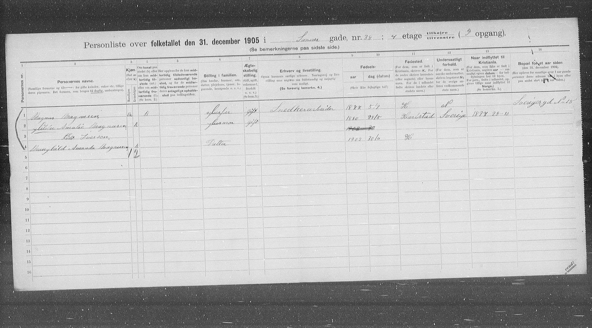 OBA, Municipal Census 1905 for Kristiania, 1905, p. 46353