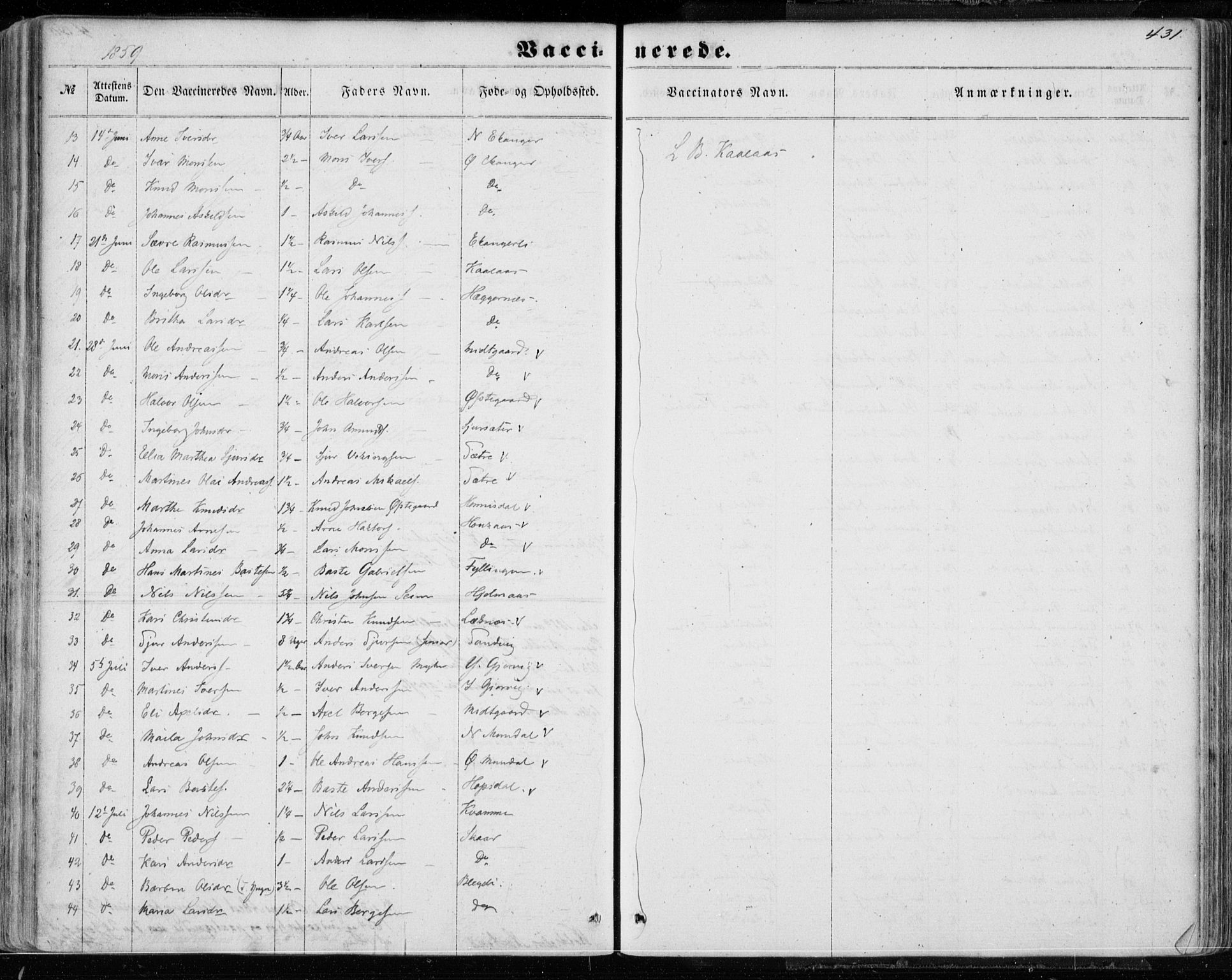 Hamre sokneprestembete, SAB/A-75501/H/Ha/Haa/Haaa/L0014: Parish register (official) no. A 14, 1858-1872, p. 431