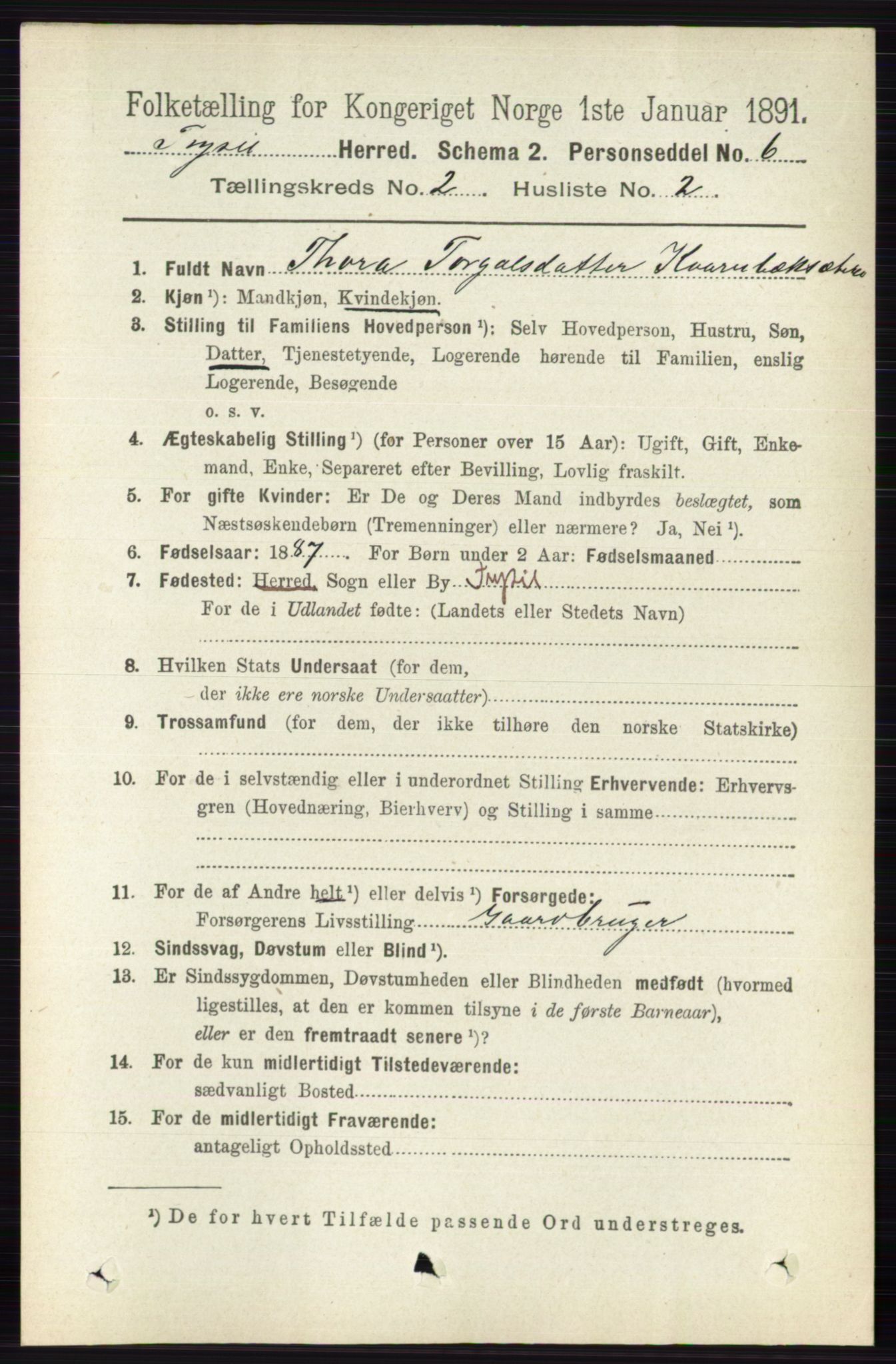 RA, 1891 census for 0428 Trysil, 1891, p. 738