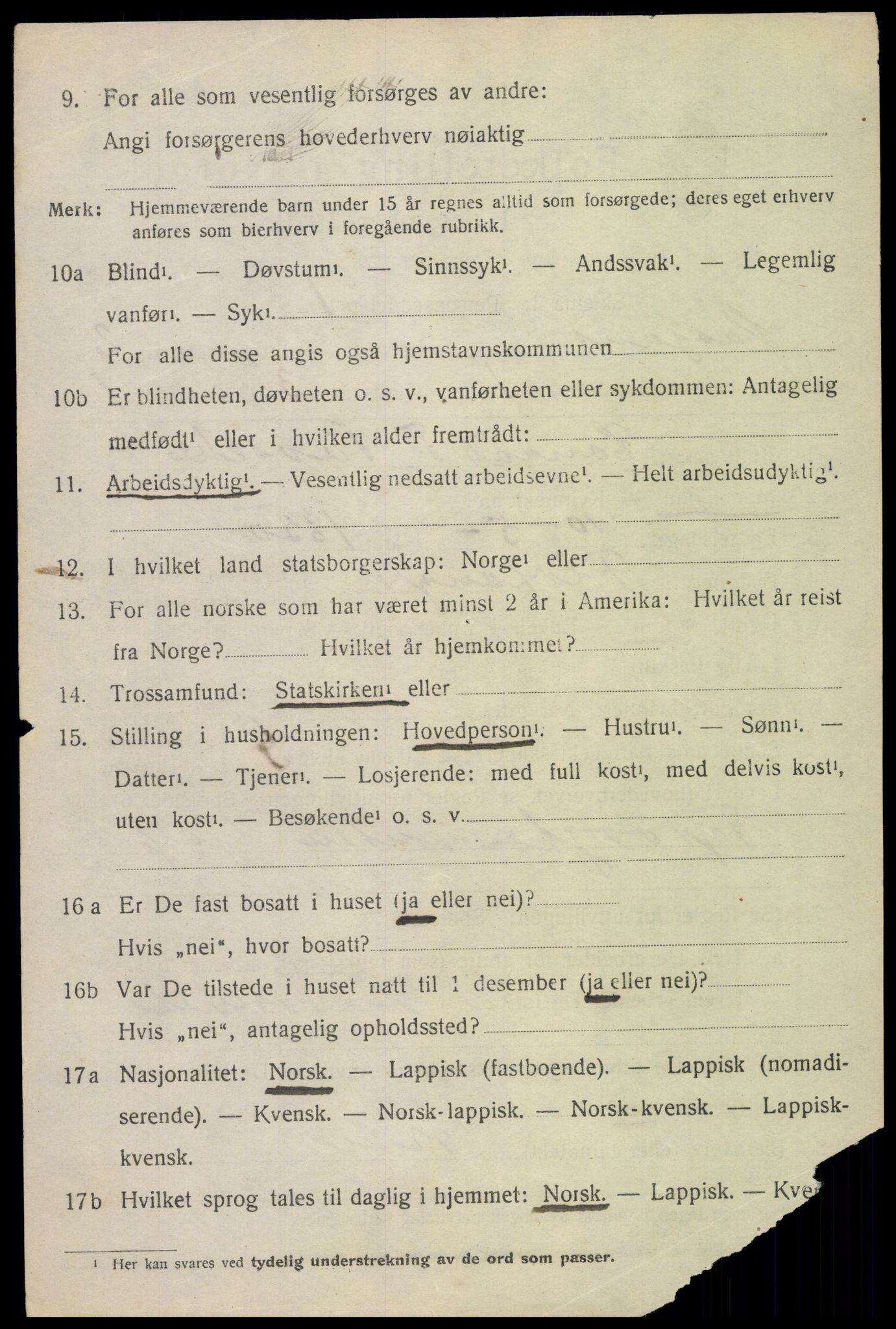 SAT, 1920 census for Vågan, 1920, p. 1834