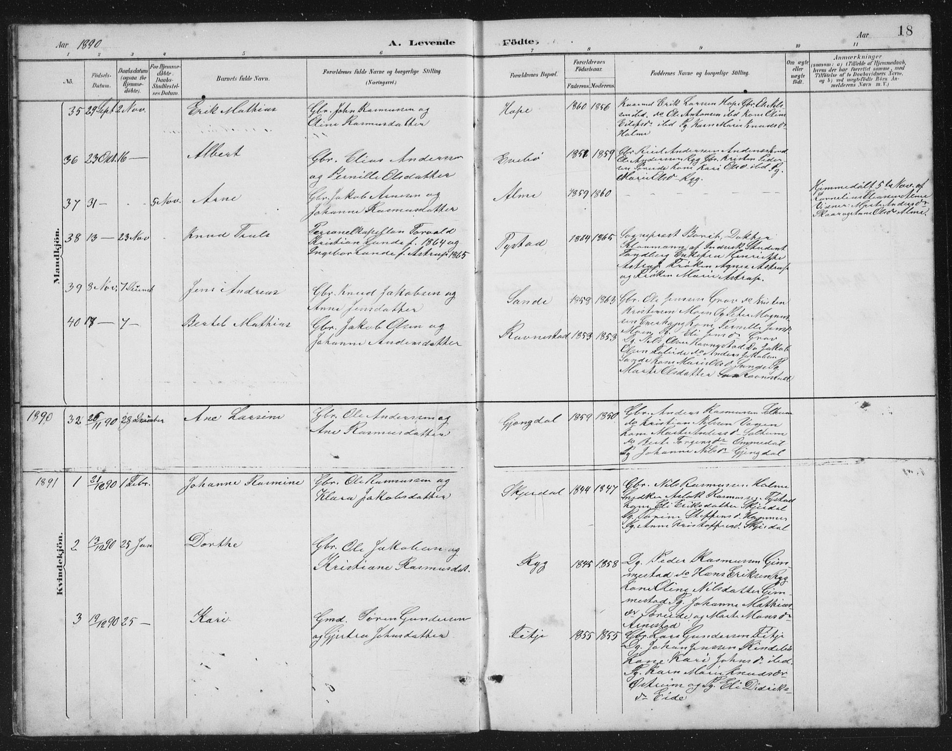 Gloppen sokneprestembete, AV/SAB-A-80101/H/Hab/Habb/L0002: Parish register (copy) no. B 2, 1889-1909, p. 18