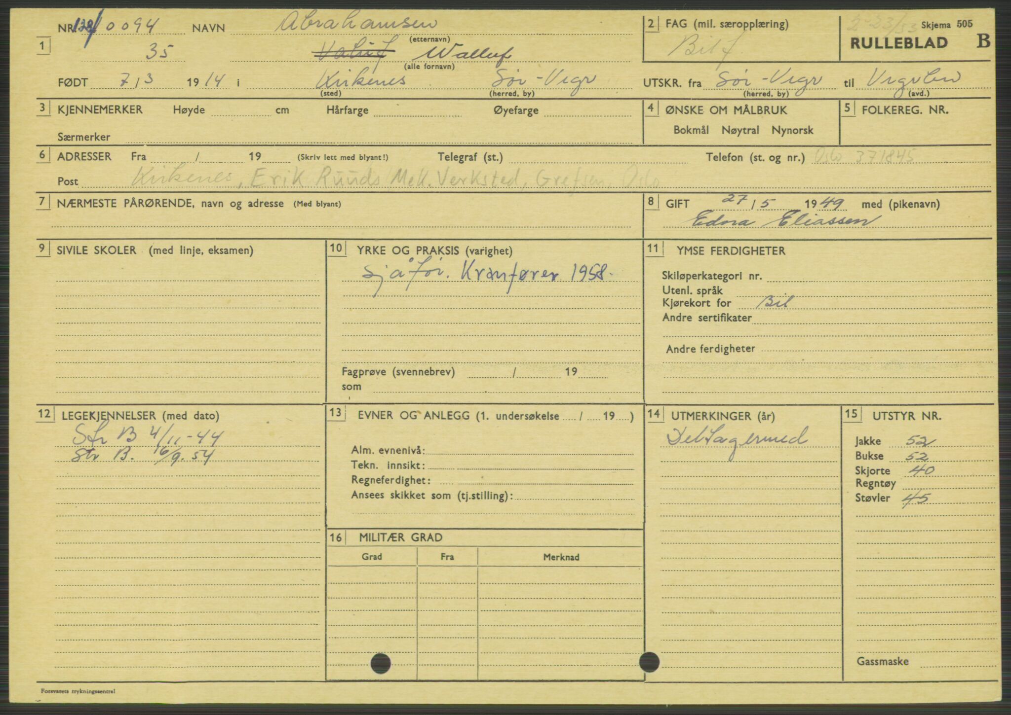 Forsvaret, Varanger bataljon, AV/RA-RAFA-2258/1/D/L0444: Rulleblad for menige født 1913-1914, 1913-1914, p. 270