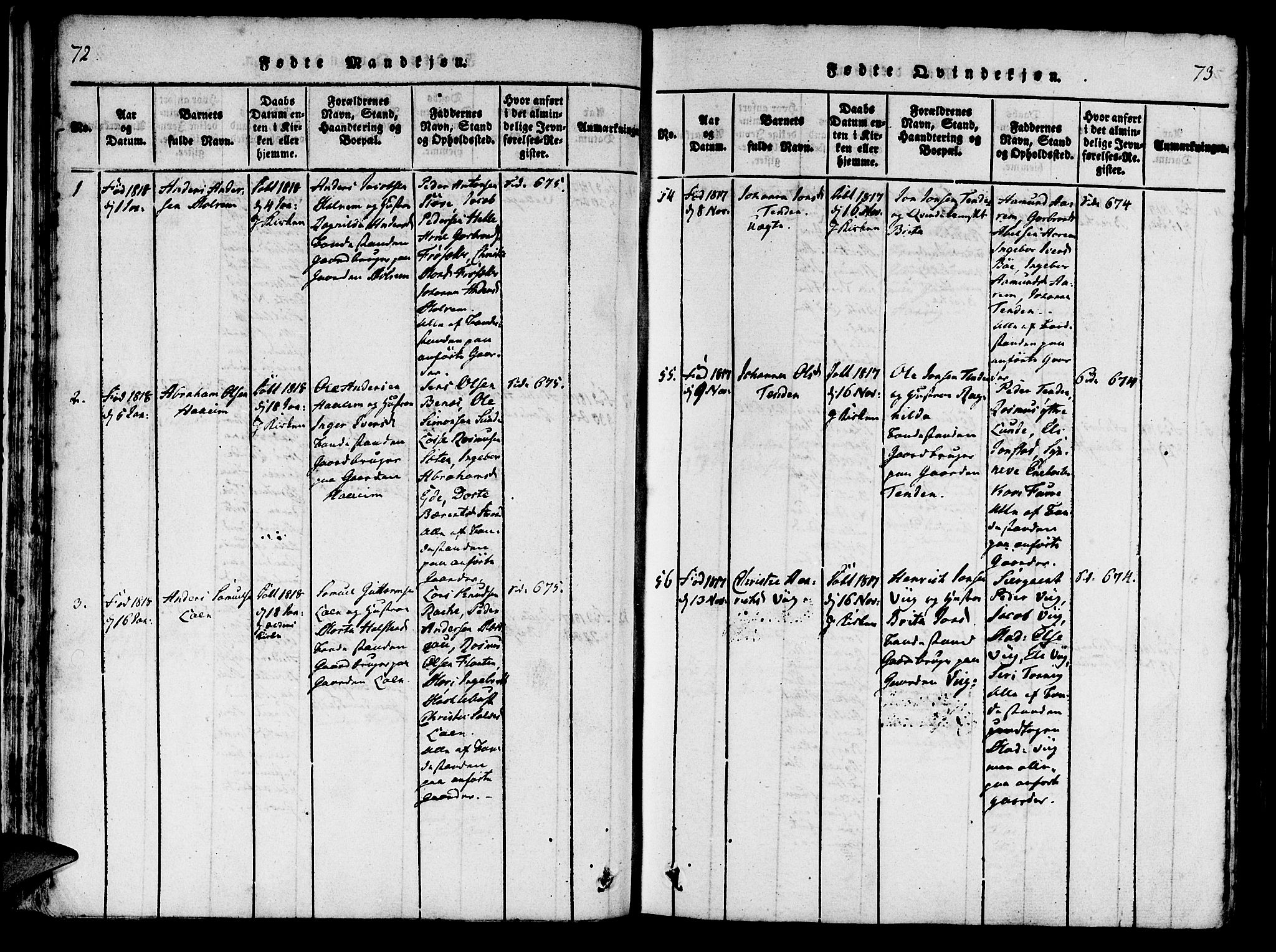 Innvik sokneprestembete, AV/SAB-A-80501: Parish register (official) no. A 2, 1816-1821, p. 72-73