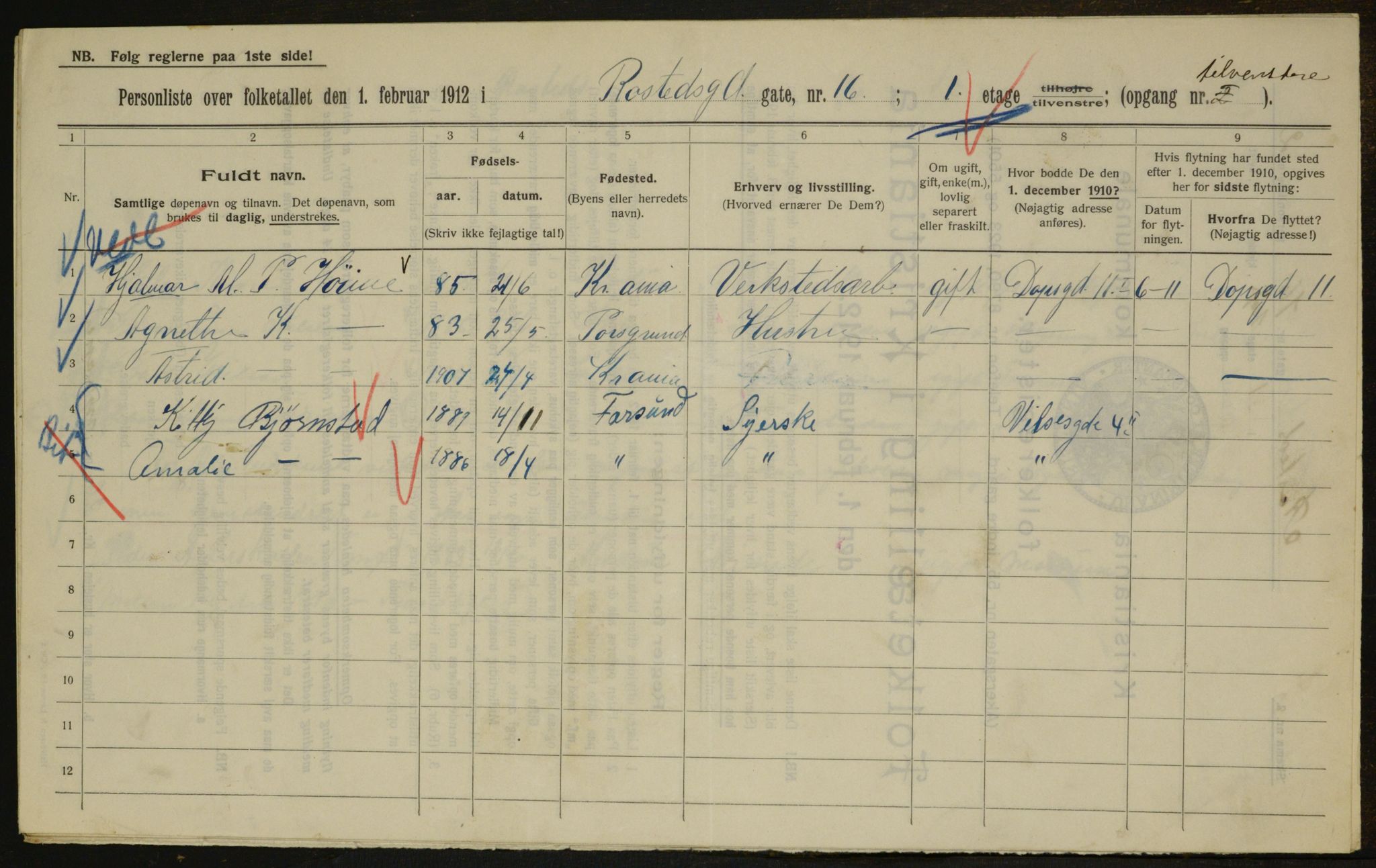 OBA, Municipal Census 1912 for Kristiania, 1912, p. 84693