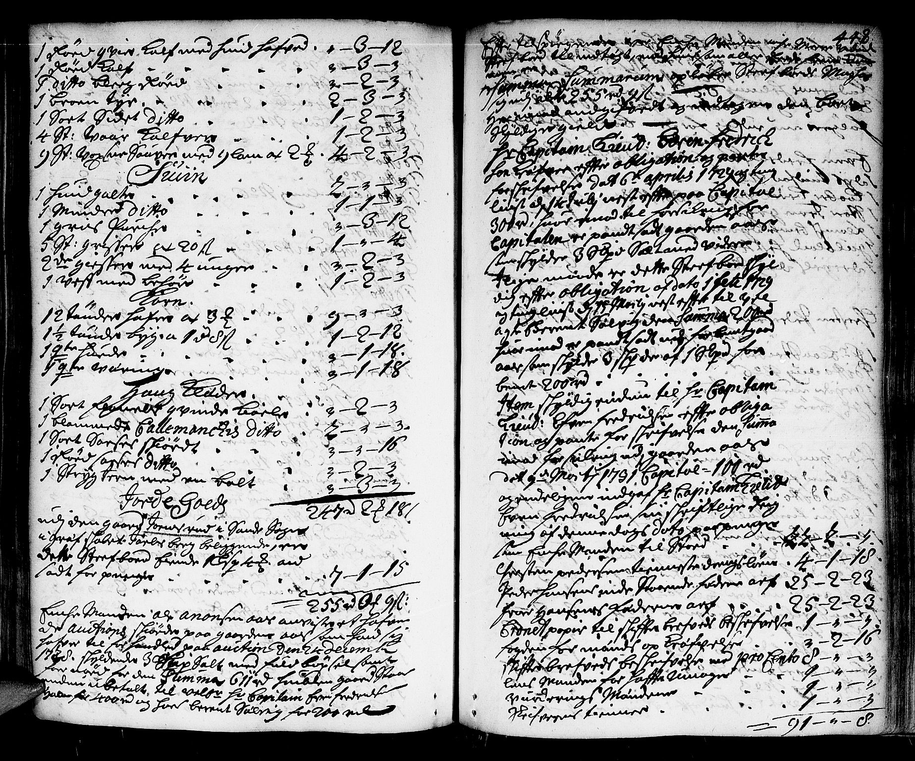 Lier, Røyken og Hurum sorenskriveri, AV/SAKO-A-89/H/Hc/L0003: Skifteprotokoll, 1717-1737, p. 447b-448a