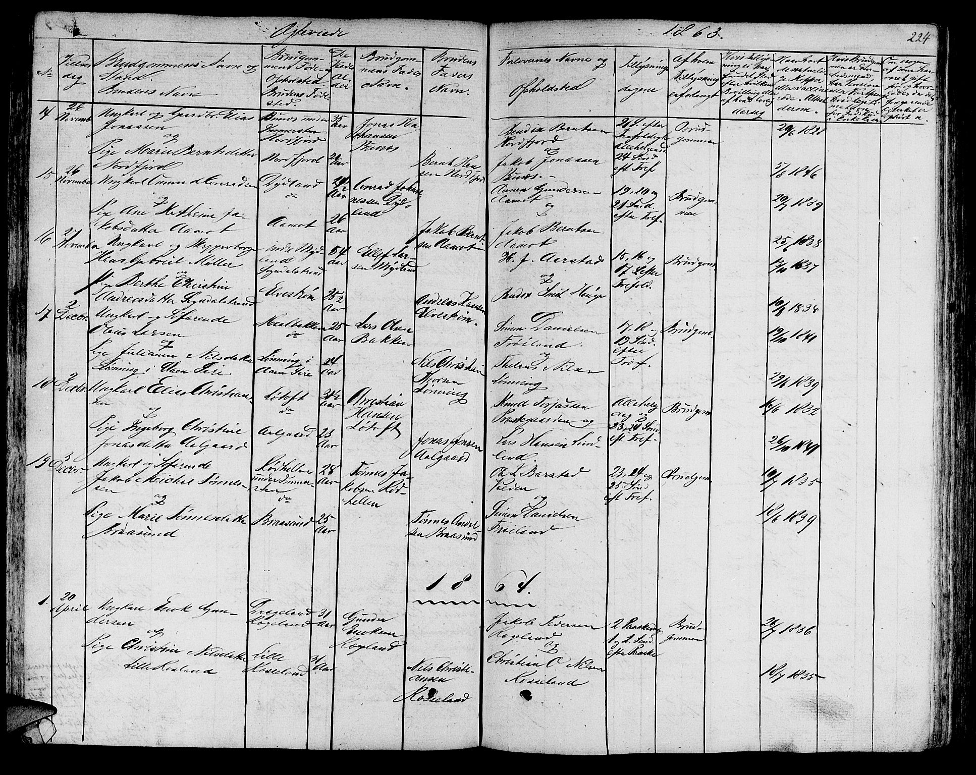 Sokndal sokneprestkontor, SAST/A-101808: Parish register (copy) no. B 2, 1849-1865, p. 224