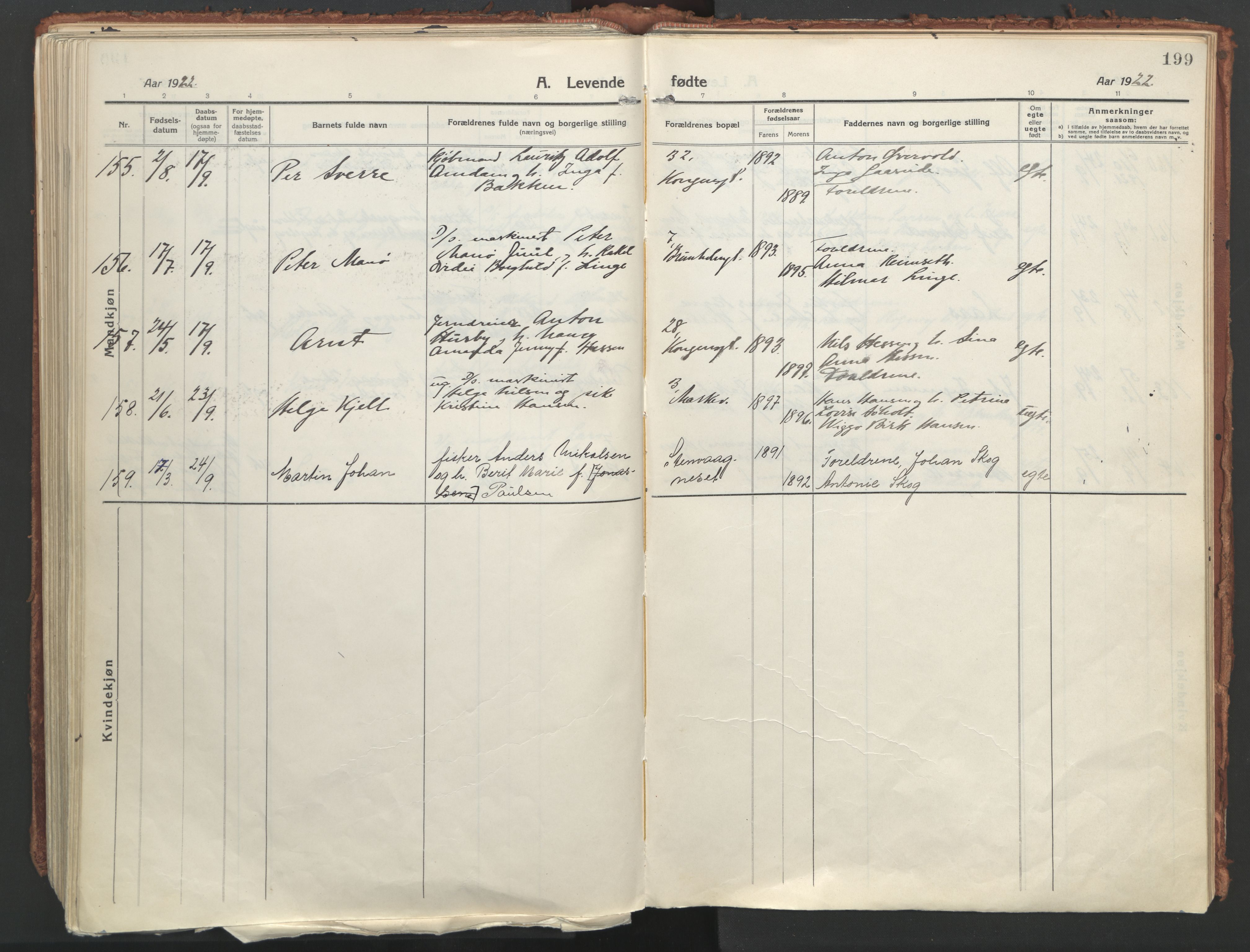 Ministerialprotokoller, klokkerbøker og fødselsregistre - Møre og Romsdal, AV/SAT-A-1454/529/L0462: Parish register (official) no. 529A12, 1917-1924, p. 199