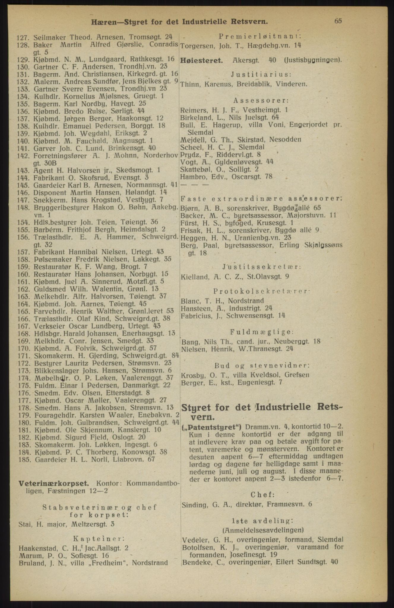 Kristiania/Oslo adressebok, PUBL/-, 1914, p. 65