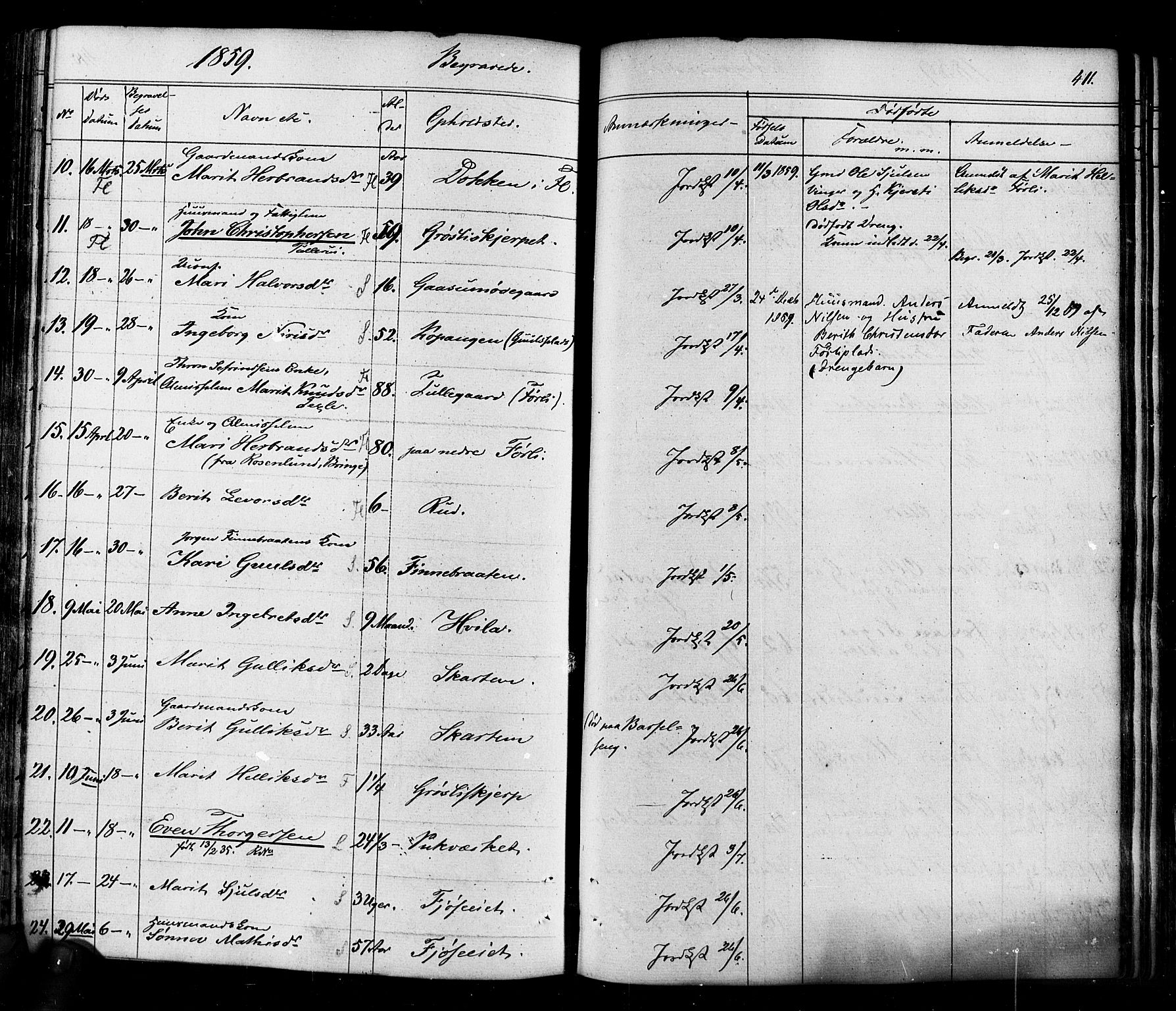 Flesberg kirkebøker, AV/SAKO-A-18/F/Fa/L0006: Parish register (official) no. I 6, 1834-1860, p. 411