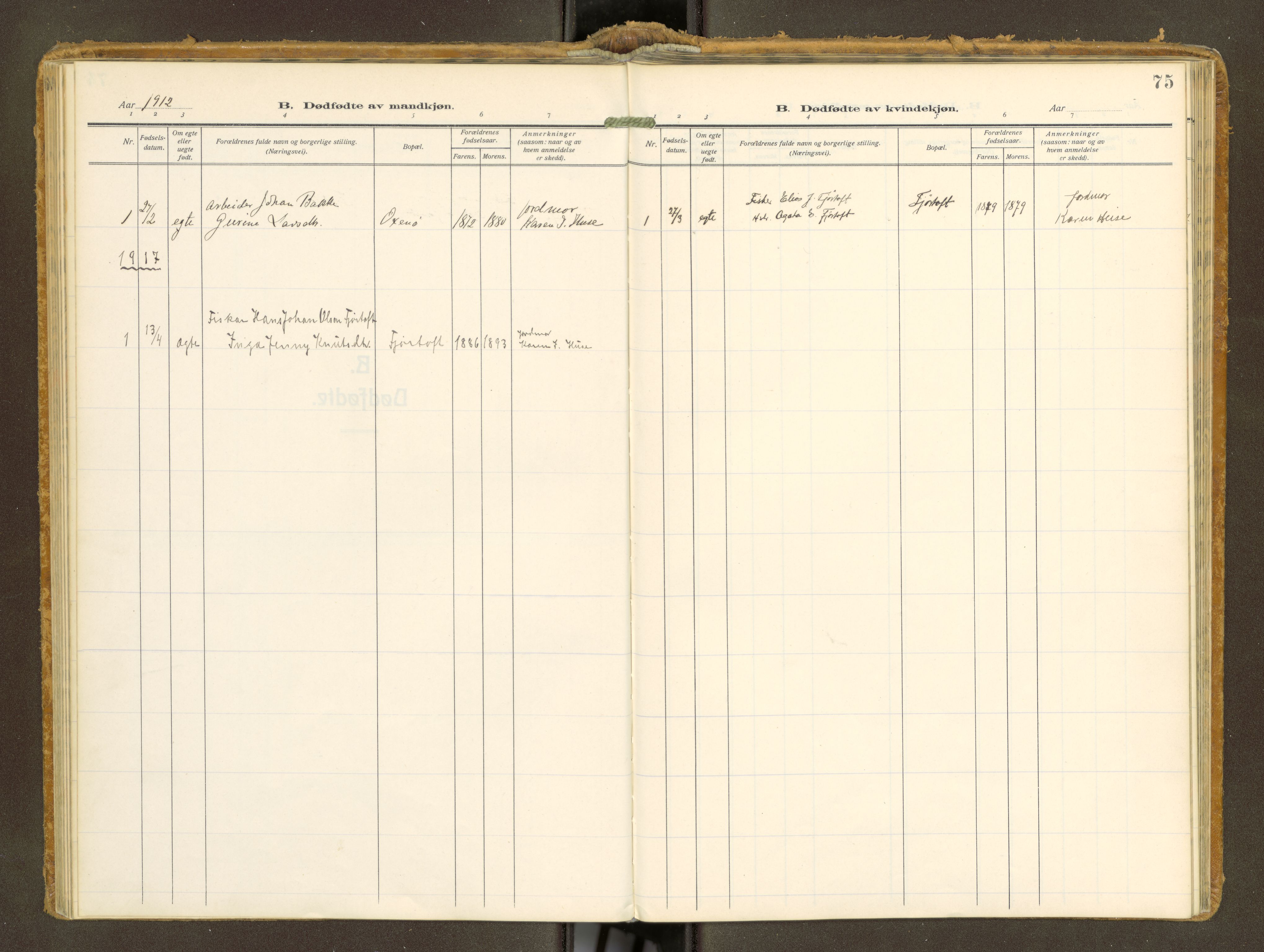 Ministerialprotokoller, klokkerbøker og fødselsregistre - Møre og Romsdal, SAT/A-1454/538/L0528: Parish register (official) no. 538A--, 1911-1935, p. 75