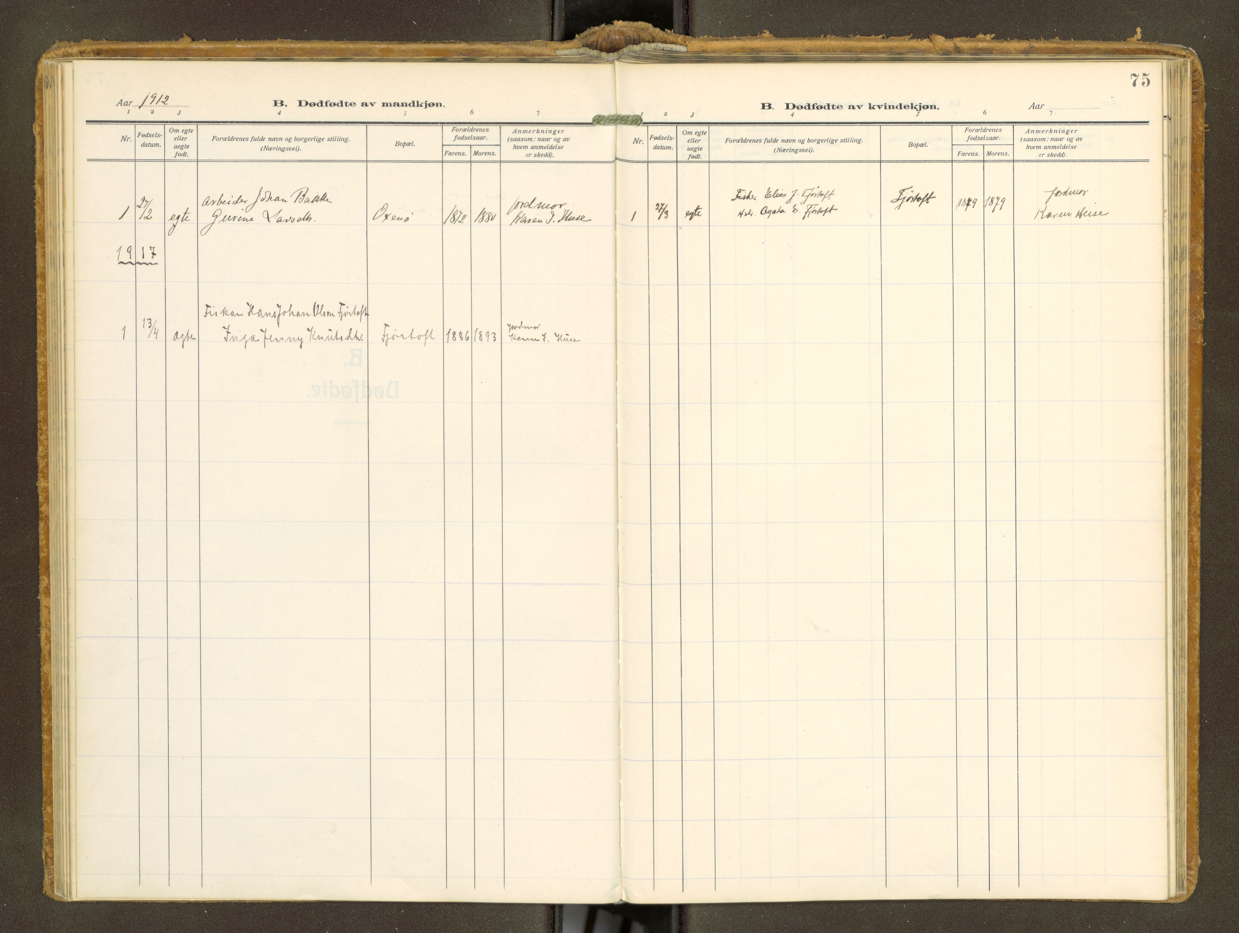 Ministerialprotokoller, klokkerbøker og fødselsregistre - Møre og Romsdal, AV/SAT-A-1454/538/L0528: Parish register (official) no. 538A--, 1911-1935, p. 75