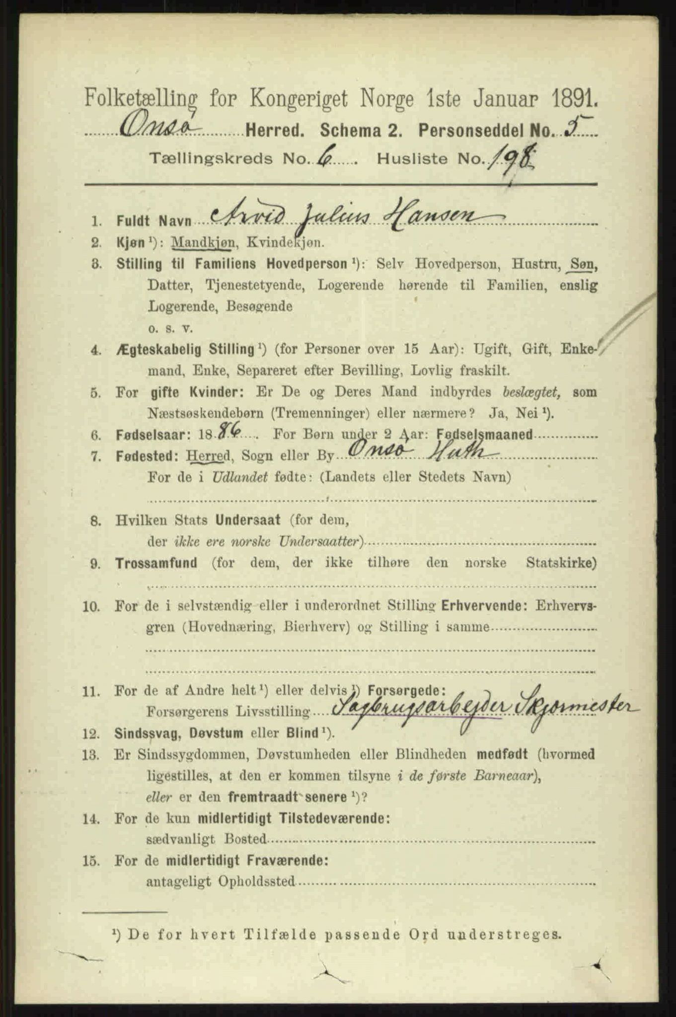 RA, 1891 census for 0134 Onsøy, 1891, p. 6355