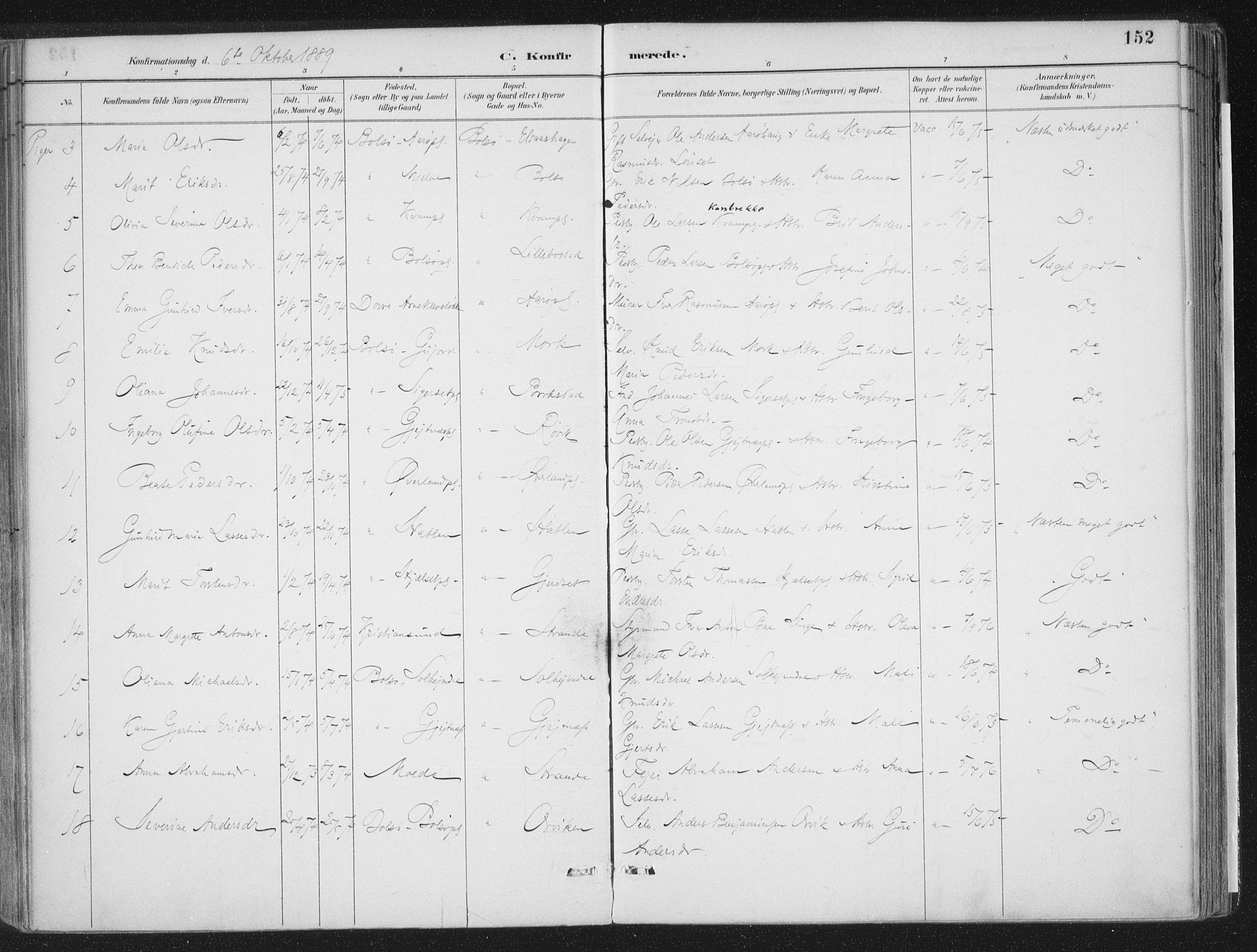 Ministerialprotokoller, klokkerbøker og fødselsregistre - Møre og Romsdal, AV/SAT-A-1454/555/L0658: Parish register (official) no. 555A09, 1887-1917, p. 152