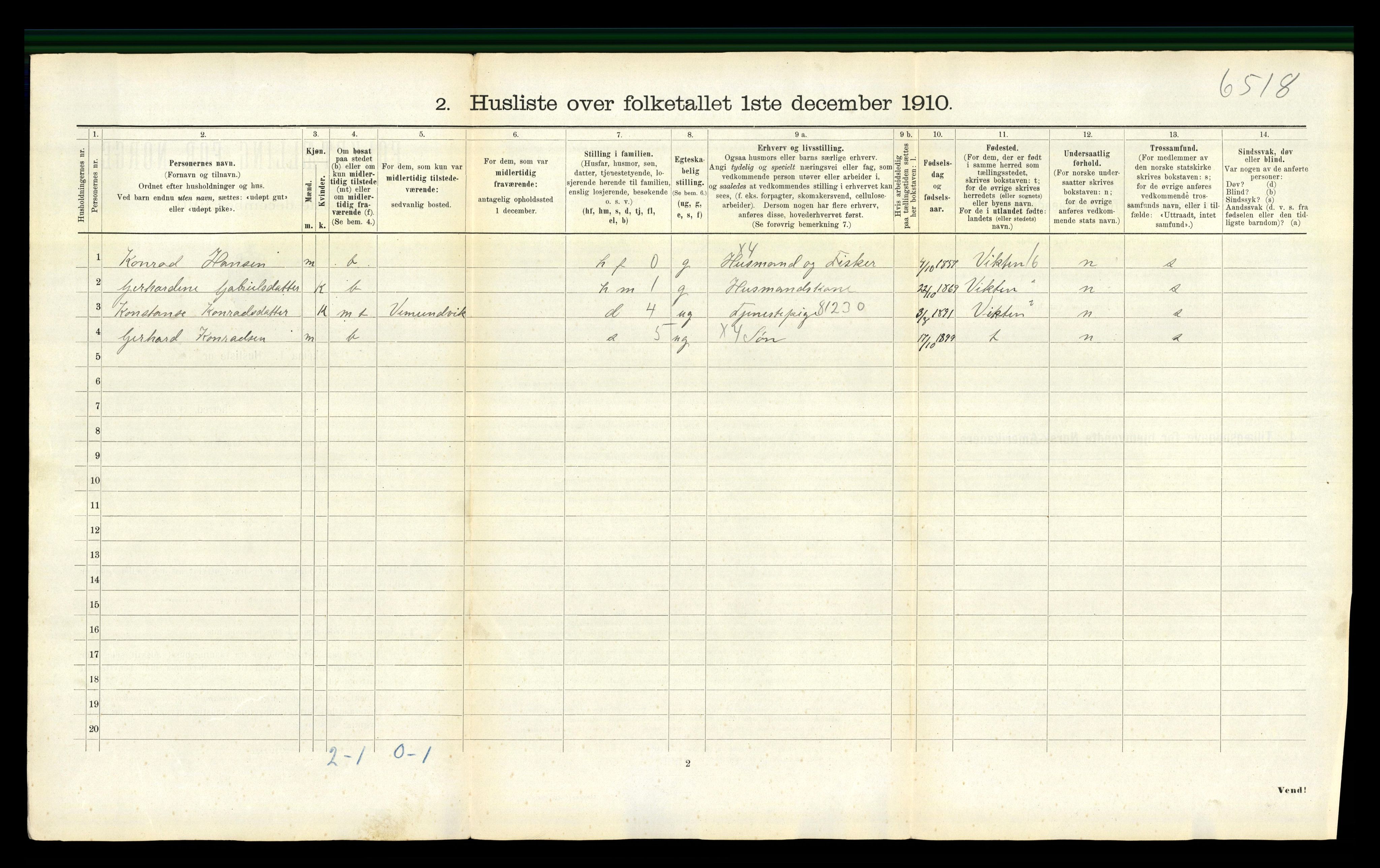 RA, 1910 census for Fosnes, 1910, p. 130