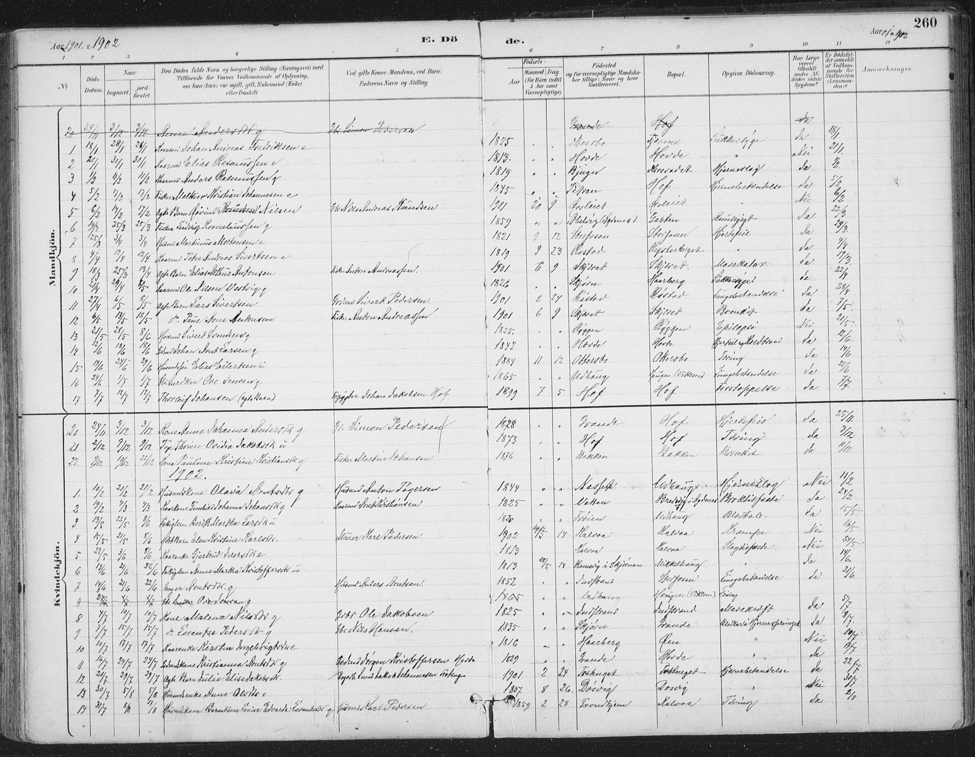 Ministerialprotokoller, klokkerbøker og fødselsregistre - Sør-Trøndelag, SAT/A-1456/659/L0743: Parish register (official) no. 659A13, 1893-1910, p. 260