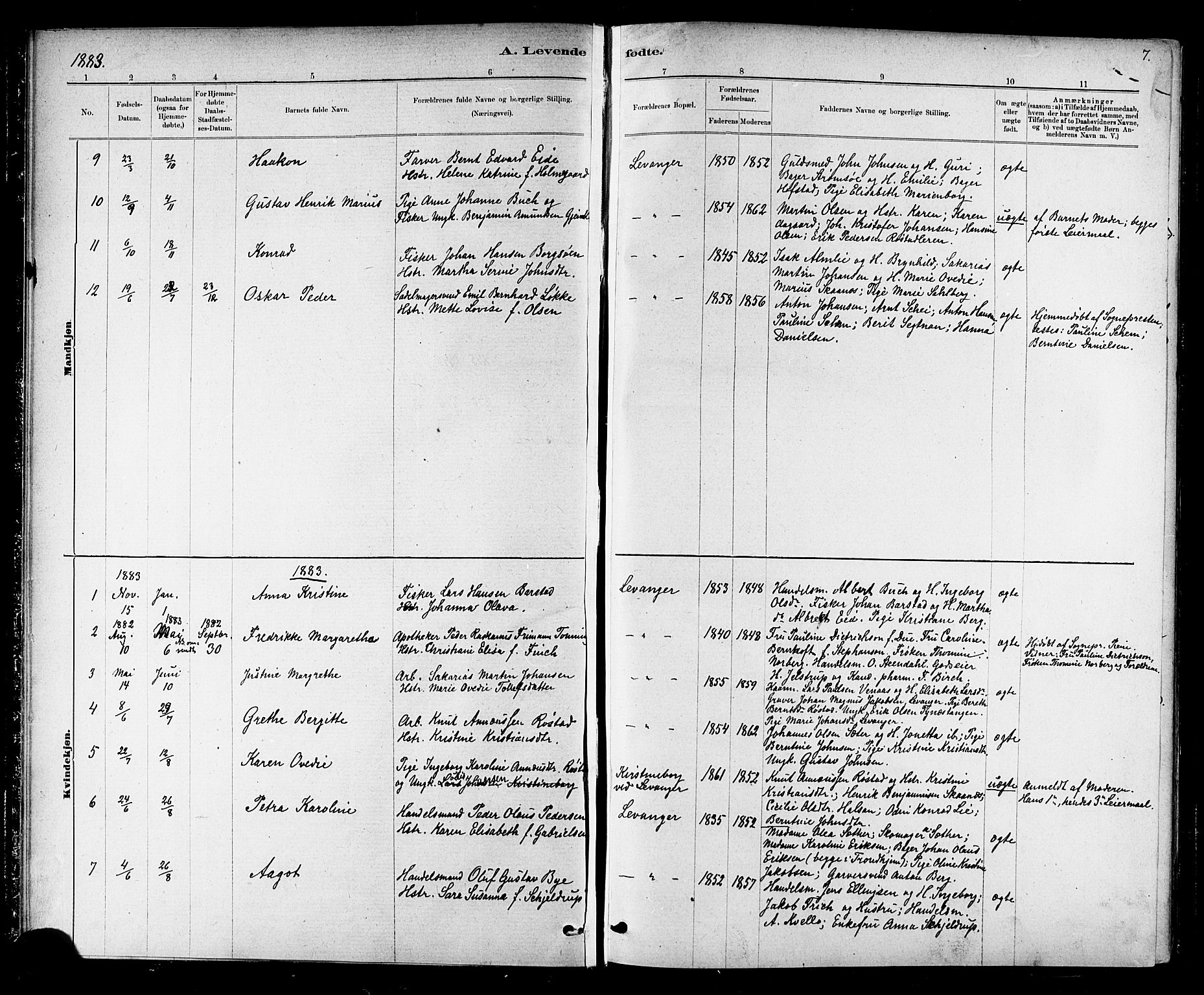 Ministerialprotokoller, klokkerbøker og fødselsregistre - Nord-Trøndelag, SAT/A-1458/720/L0192: Parish register (copy) no. 720C01, 1880-1917, p. 7