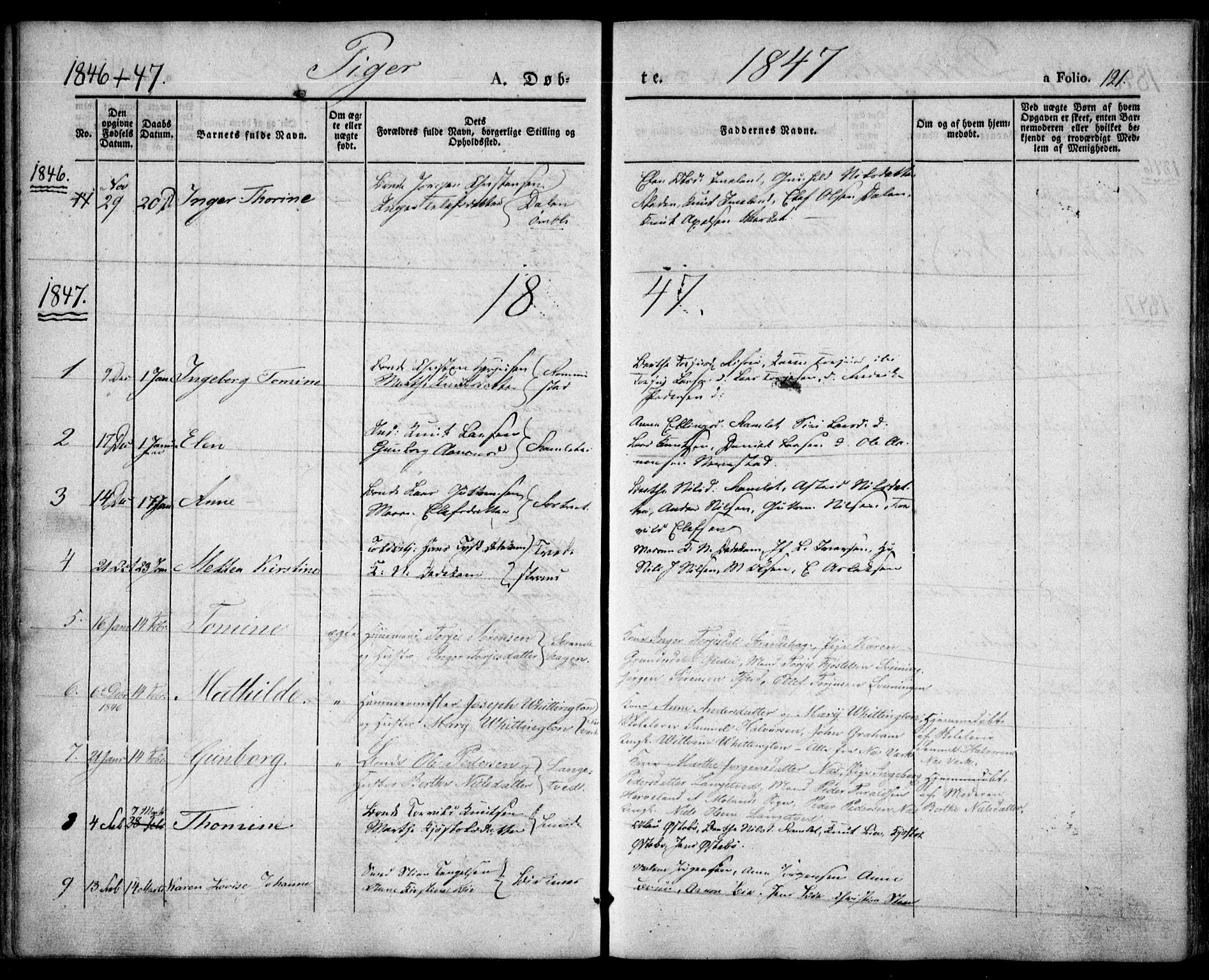 Holt sokneprestkontor, AV/SAK-1111-0021/F/Fa/L0007: Parish register (official) no. A 7, 1836-1848, p. 121