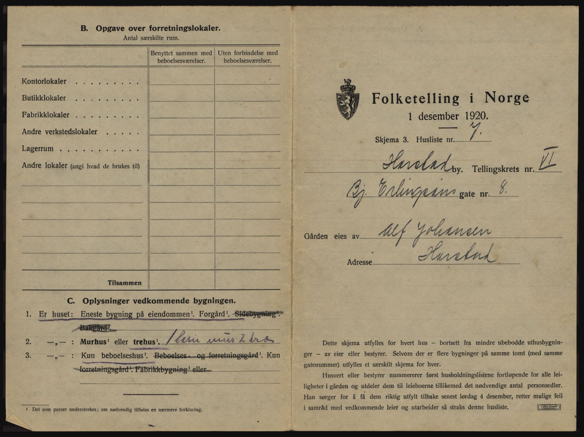 SATØ, 1920 census for Harstad, 1920, p. 631