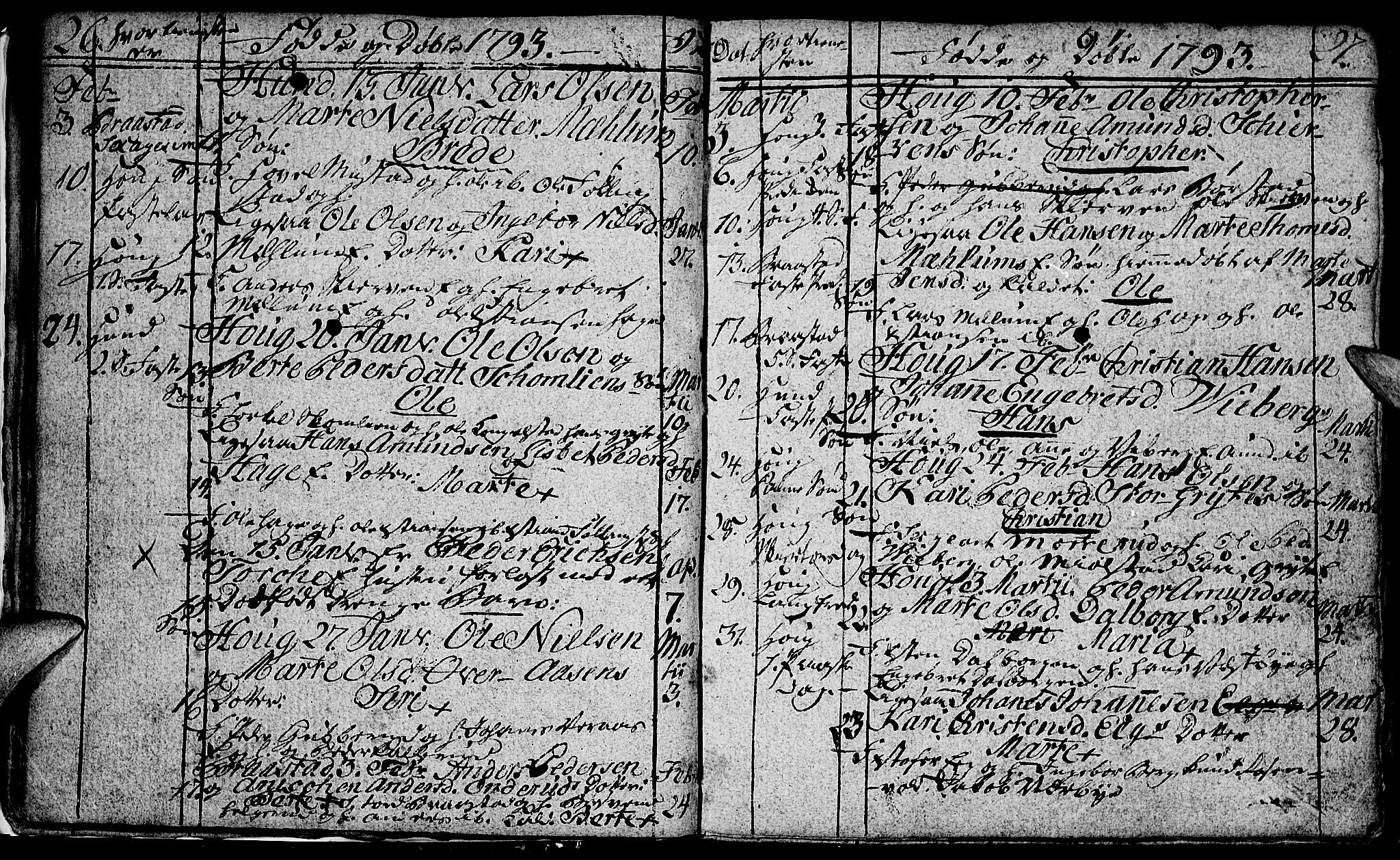 Vardal prestekontor, SAH/PREST-100/H/Ha/Hab/L0002: Parish register (copy) no. 2, 1790-1803, p. 26-27