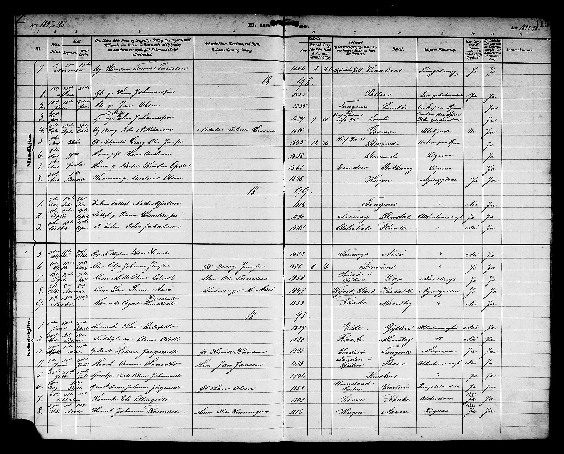 Solund sokneprestembete, AV/SAB-A-81401: Parish register (copy) no. A 2, 1893-1921, p. 115