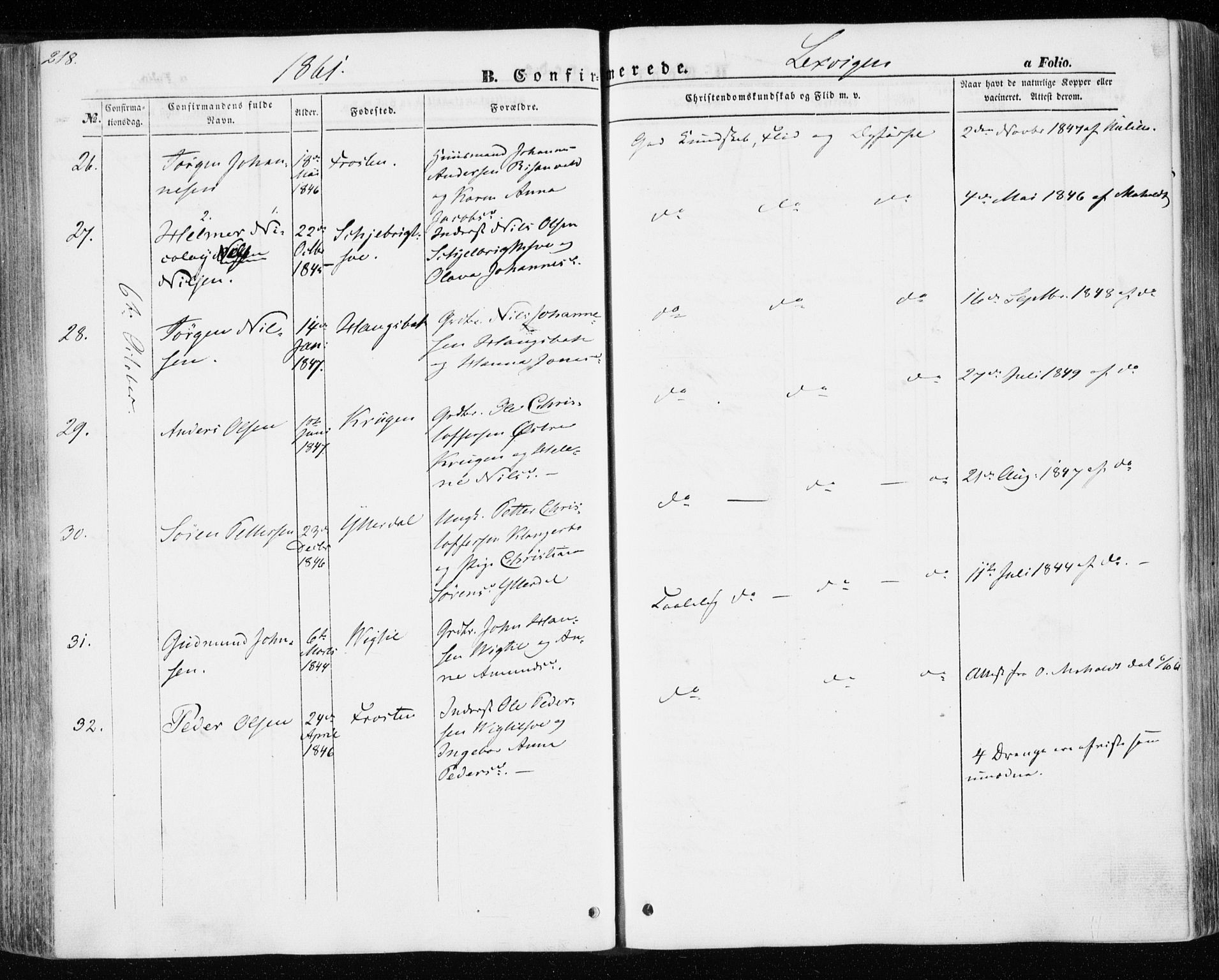 Ministerialprotokoller, klokkerbøker og fødselsregistre - Nord-Trøndelag, AV/SAT-A-1458/701/L0008: Parish register (official) no. 701A08 /1, 1854-1863, p. 218