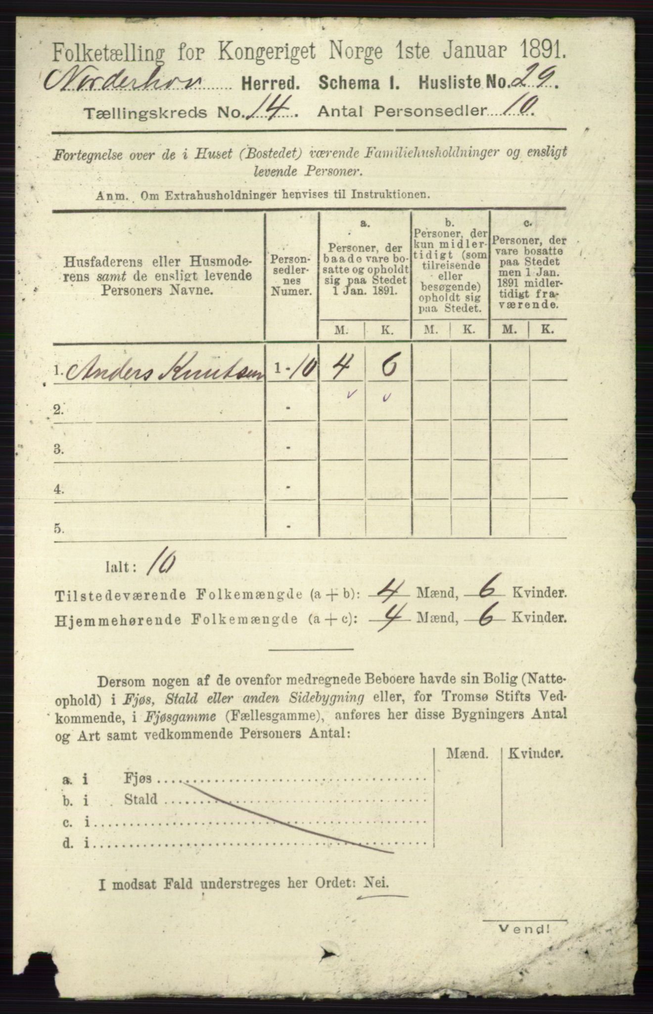 RA, 1891 census for 0613 Norderhov, 1891, p. 9323