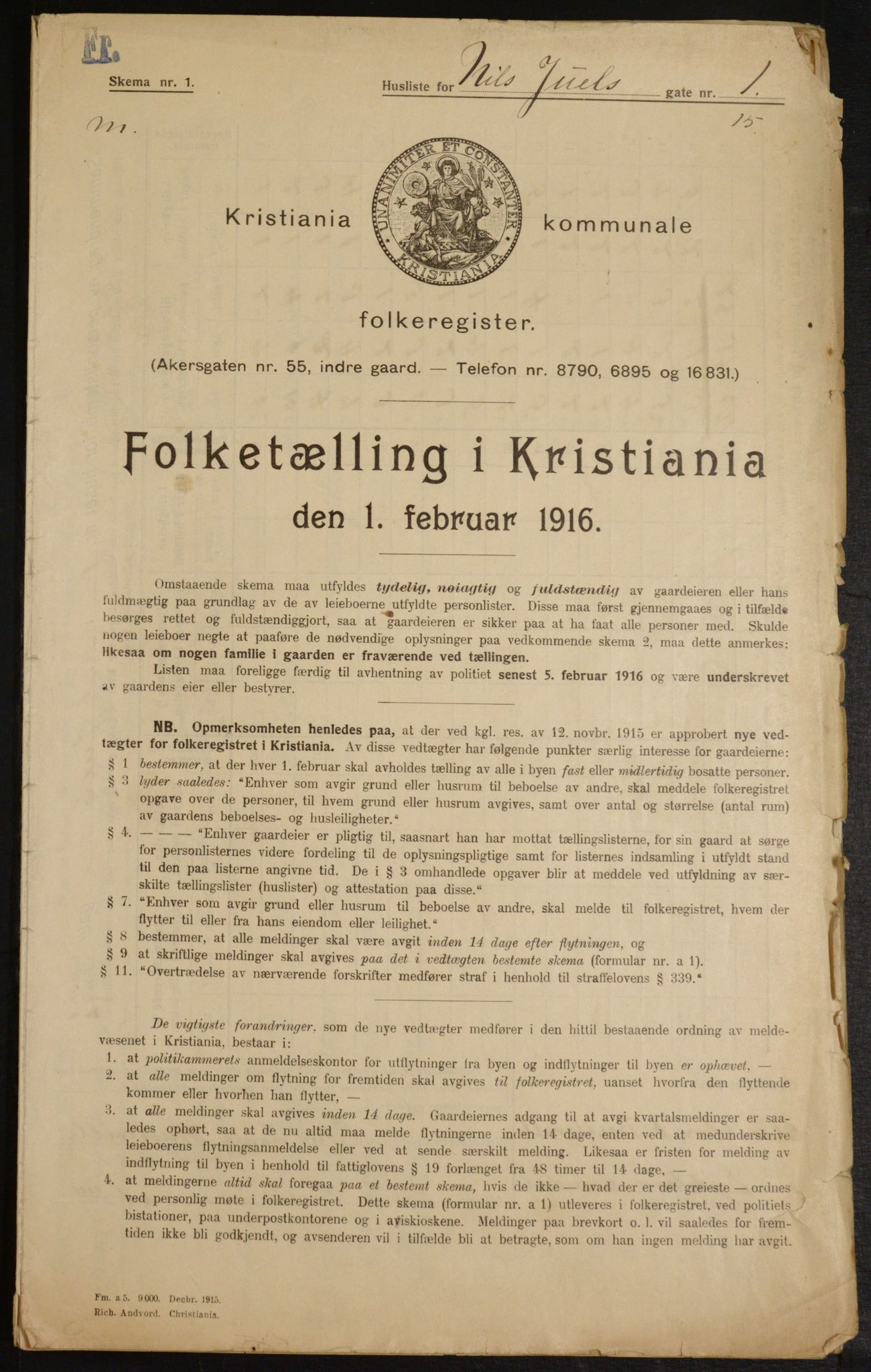 OBA, Municipal Census 1916 for Kristiania, 1916, p. 71873