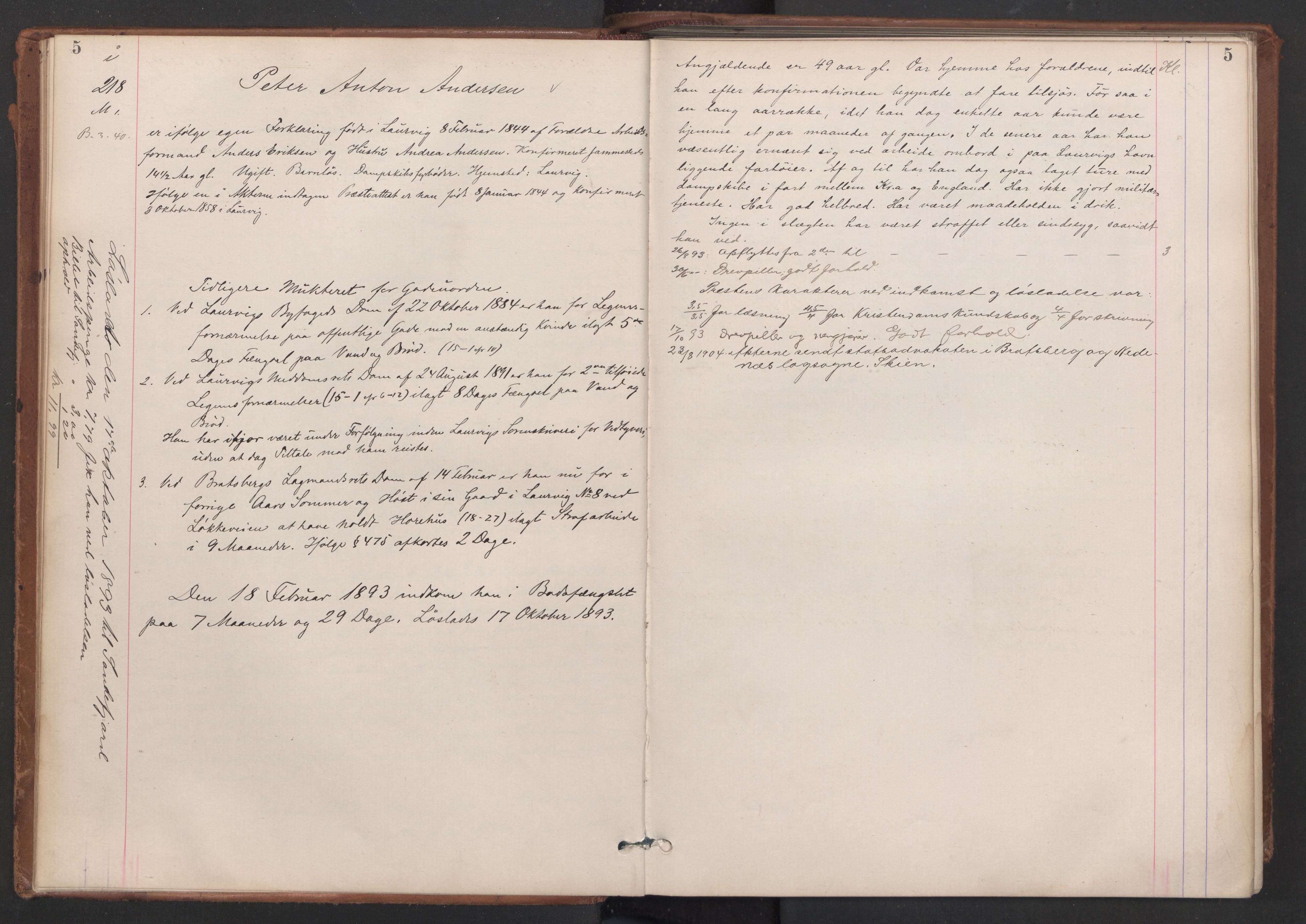 Botsfengslet, AV/RA-S-1539/D/Db/Dbb/L0028: 214i - 506i, 1893-1894, p. 5