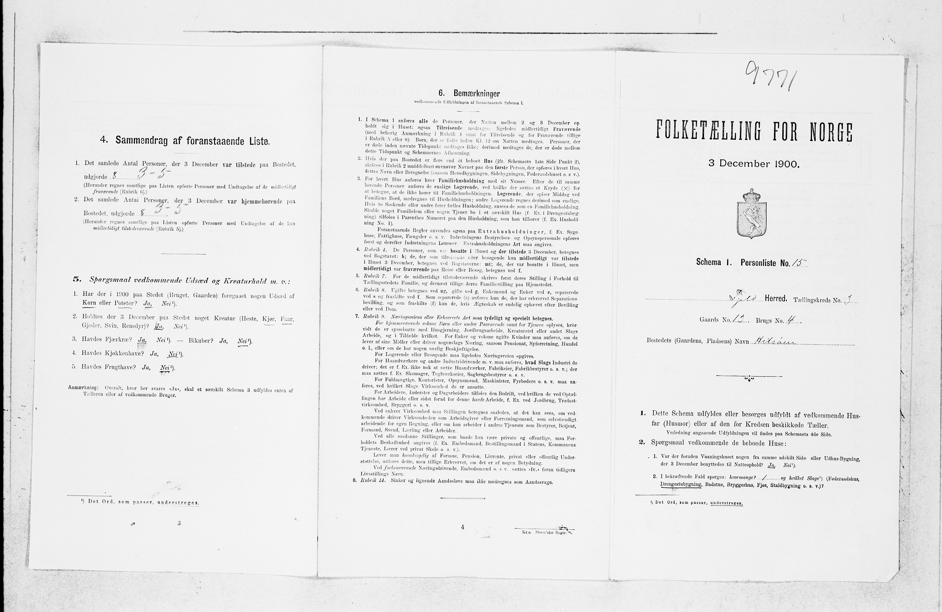 SAB, 1900 census for Fjell, 1900, p. 322