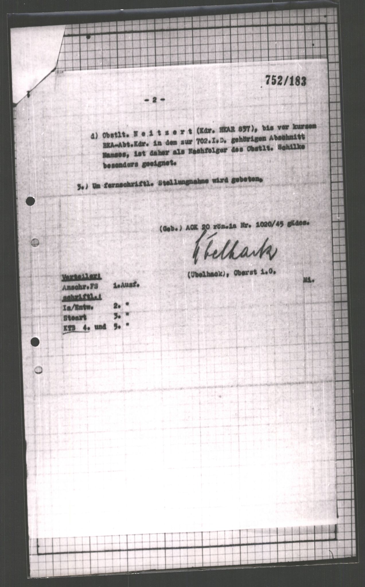 Forsvarets Overkommando. 2 kontor. Arkiv 11.4. Spredte tyske arkivsaker, AV/RA-RAFA-7031/D/Dar/Dara/L0002: Krigsdagbøker for 20. Gebirgs-Armee-Oberkommando (AOK 20), 1945, p. 713