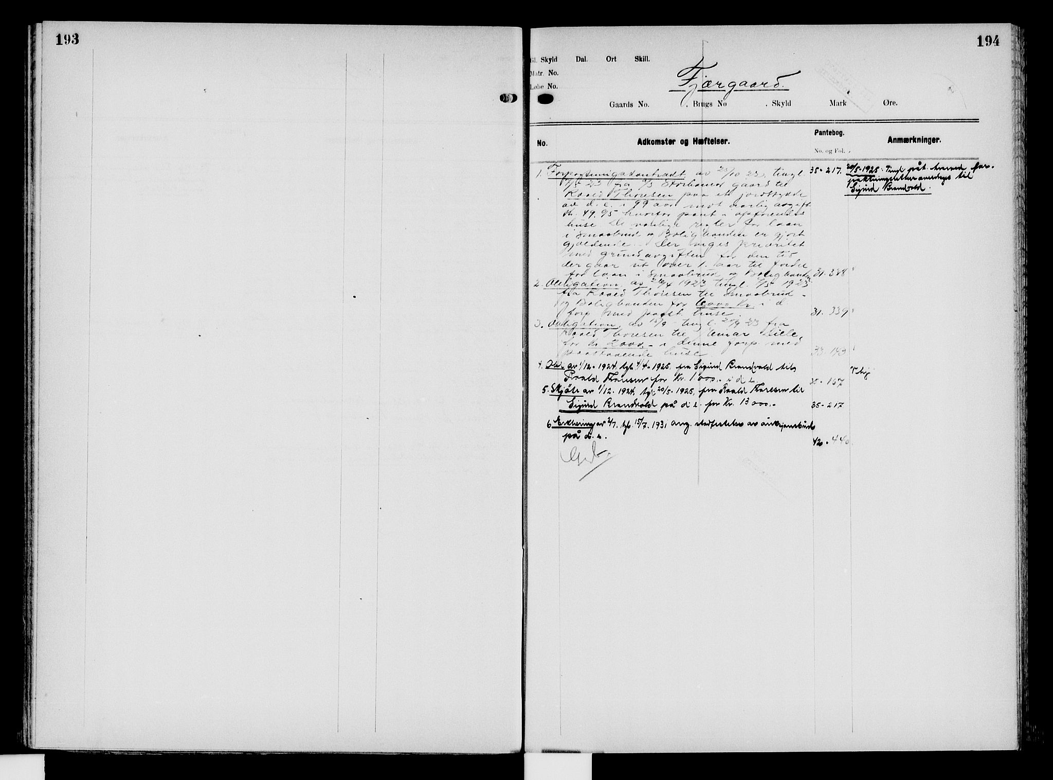 Nord-Hedmark sorenskriveri, SAH/TING-012/H/Ha/Had/Hade/L0008: Mortgage register no. 4.8, 1923-1940, p. 193-194