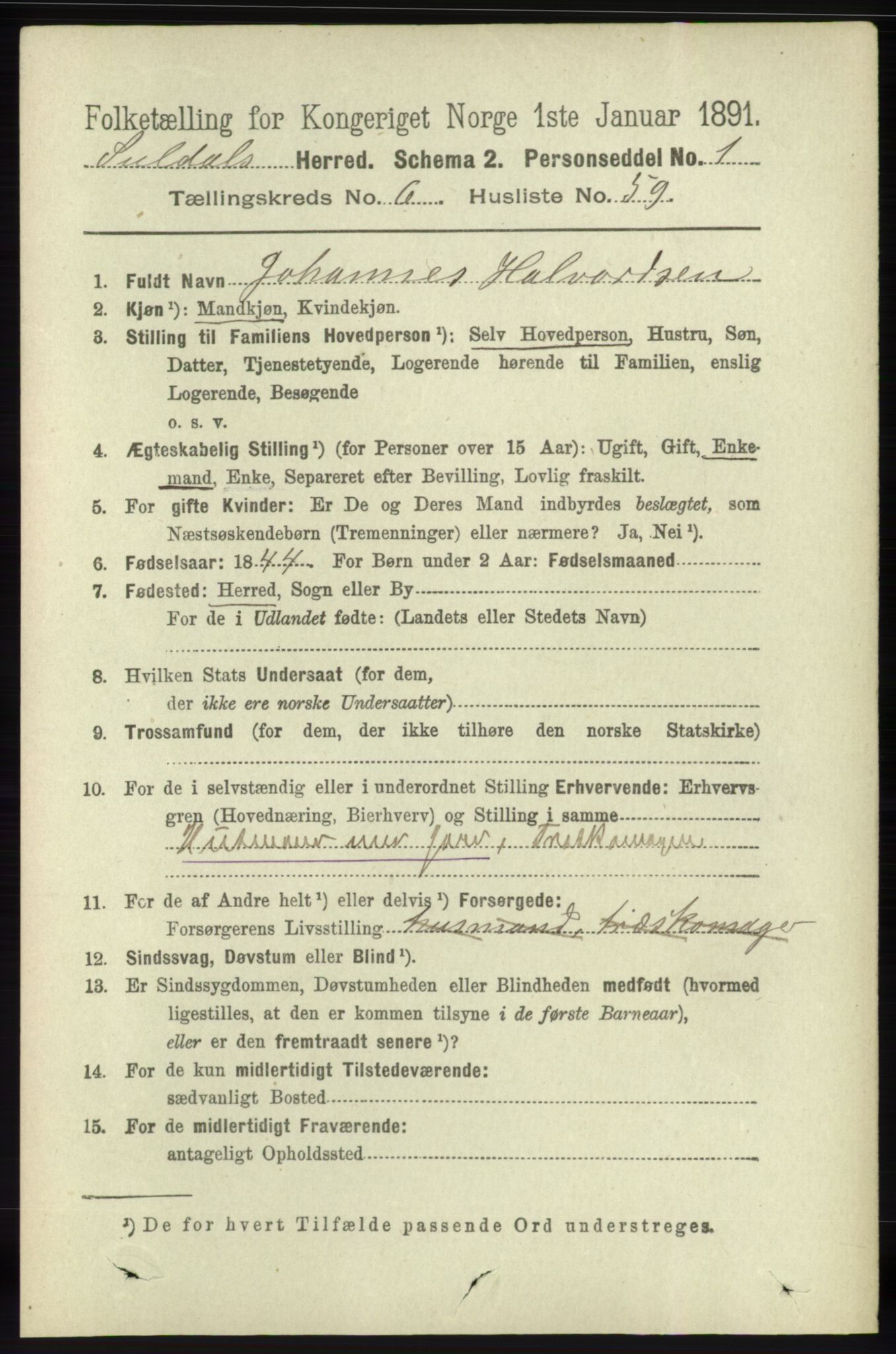 RA, 1891 census for 1134 Suldal, 1891, p. 1934