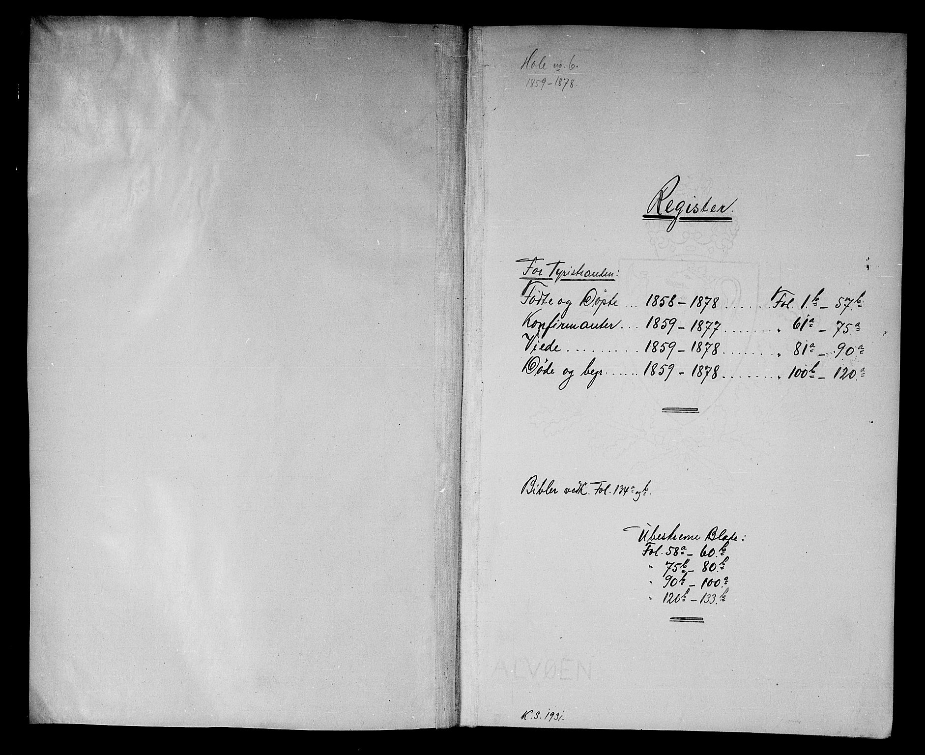 Hole kirkebøker, SAKO/A-228/G/Gb/L0001: Parish register (copy) no. II 1, 1859-1878