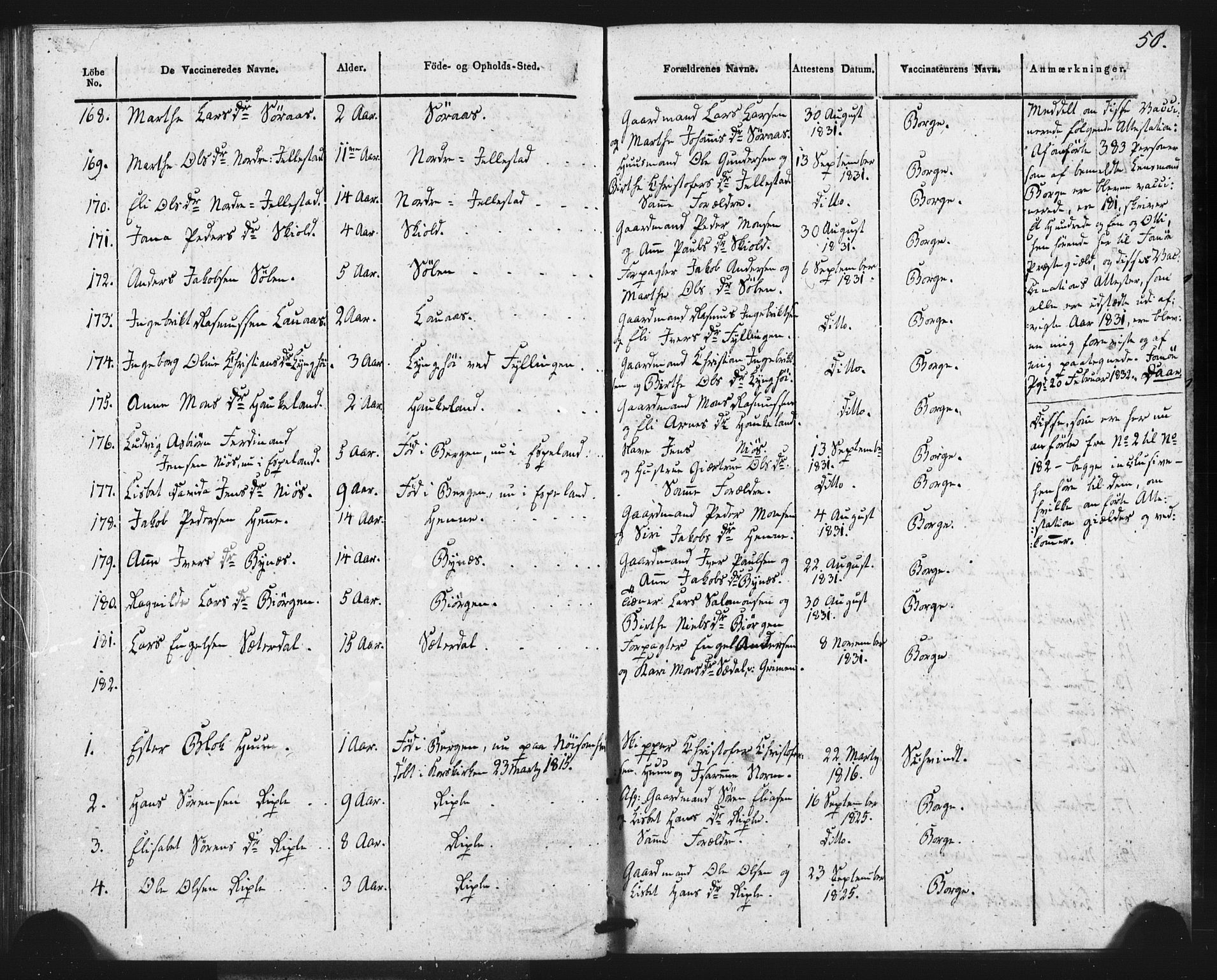 Fana Sokneprestembete, SAB/A-75101/H/Haa/Haaa/L0013: Parish register (official) no. A 13, 1819-1833, p. 50